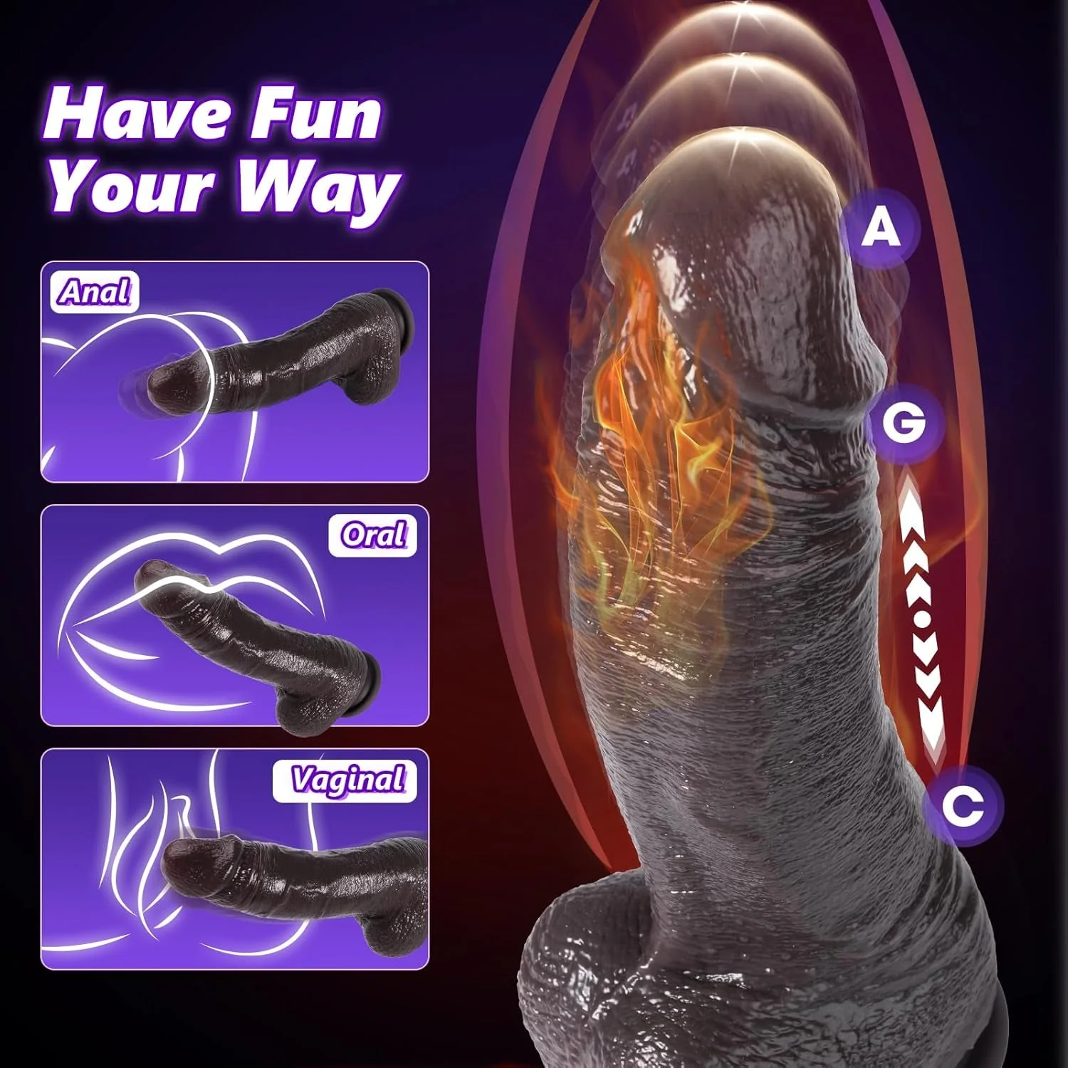 HeatSurge Thick Thrusting Heated Dildo Vibrator 8.3" - Image 2