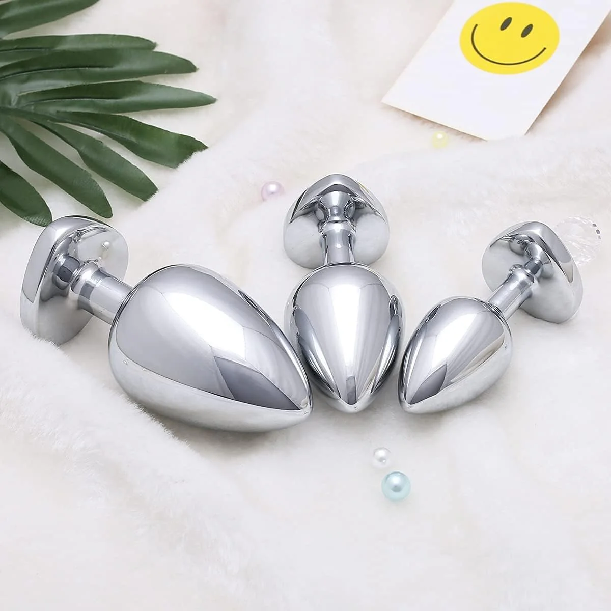 JewelTrio 3-Piece Metal Heart Jewel Butt Plug Set - Image 3