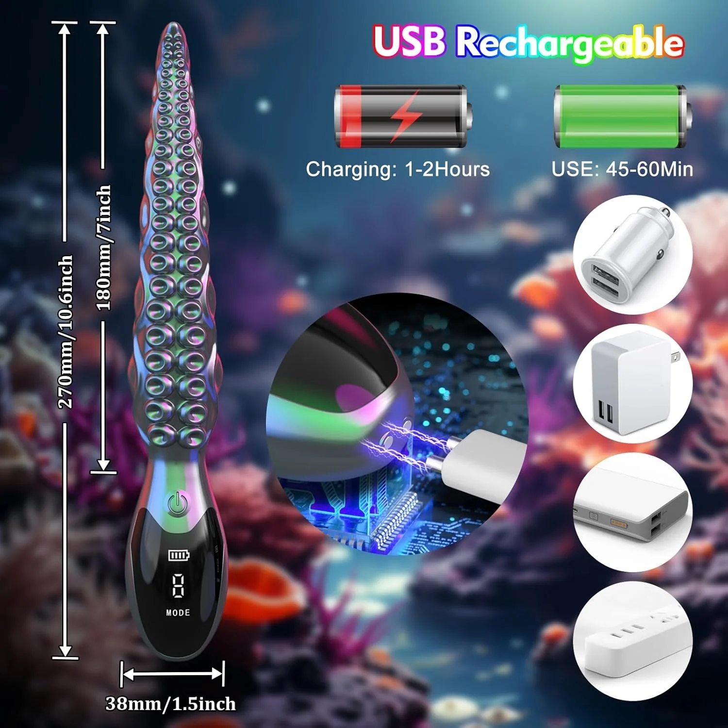 KrakenBloom 10.7" Tentacle Dildo Vibrator 9 Modes - Image 5