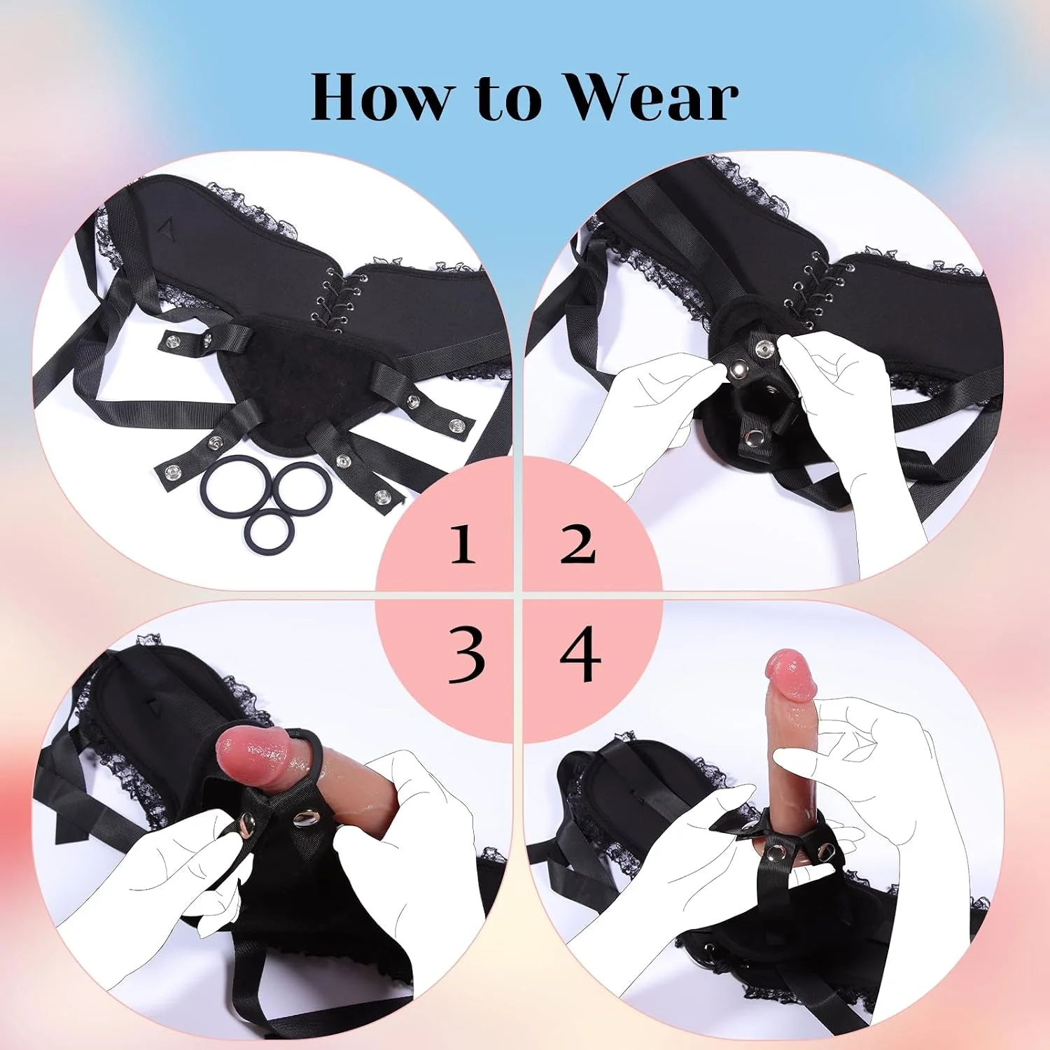 LaceMate Realistic Silicone Strap-On Dildo Lace Harness - Image 6
