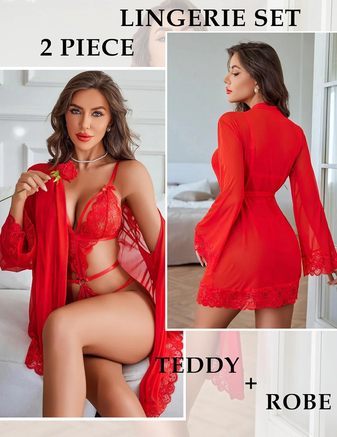 LaceWhisper 2-Piece Teddy & Robe Set - Image 3