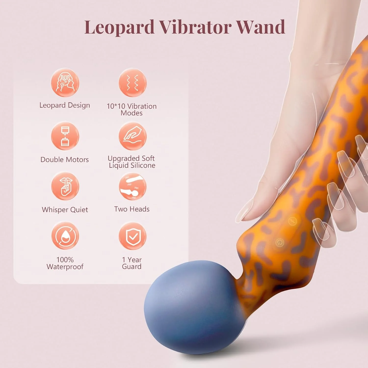 LeopardLush Dual-Headed G-Spot Vibrator Wand - Image 2