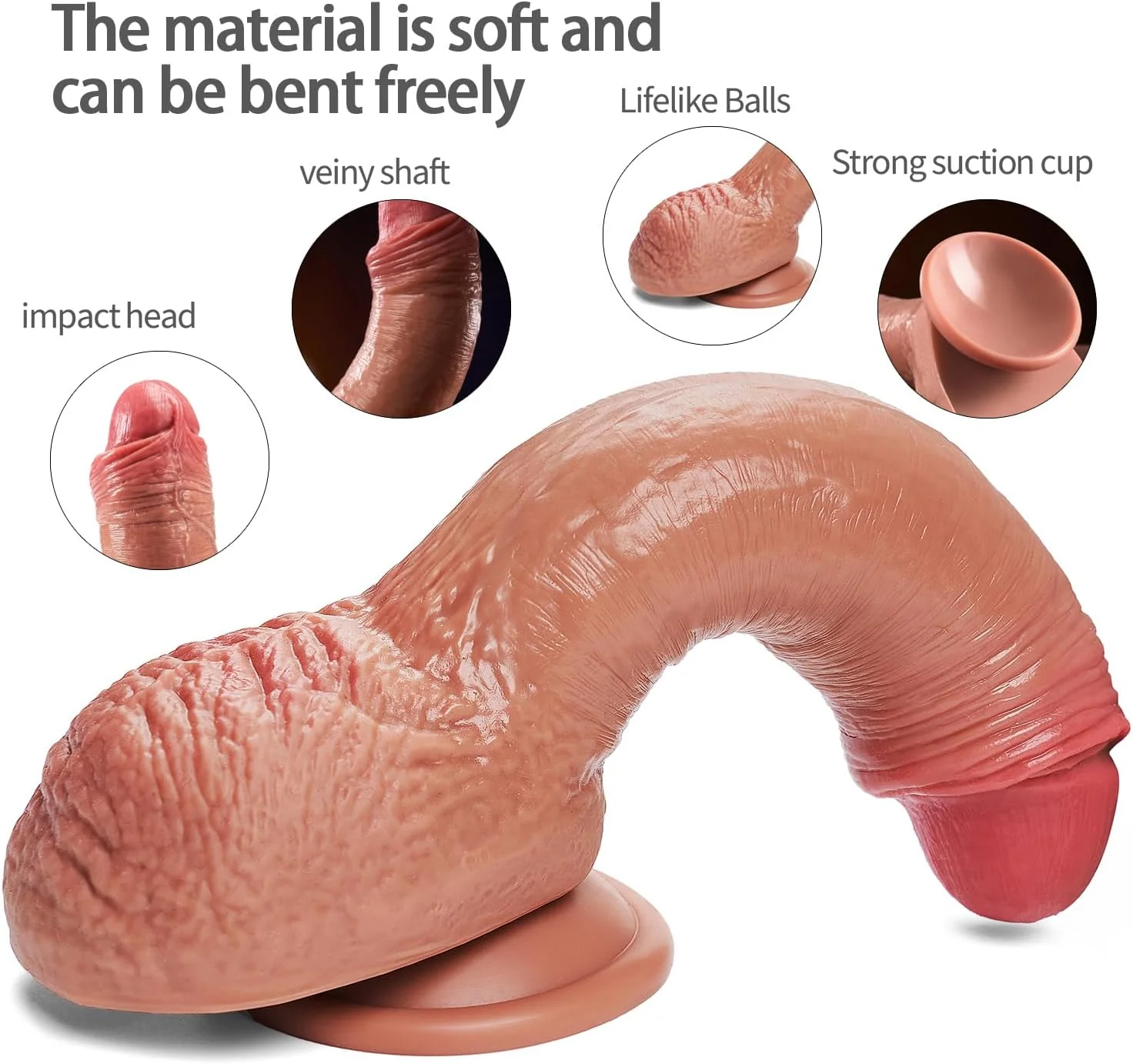 LifeLike 7.8" Dual-Layer Realistic Silicone Dildo - Image 4