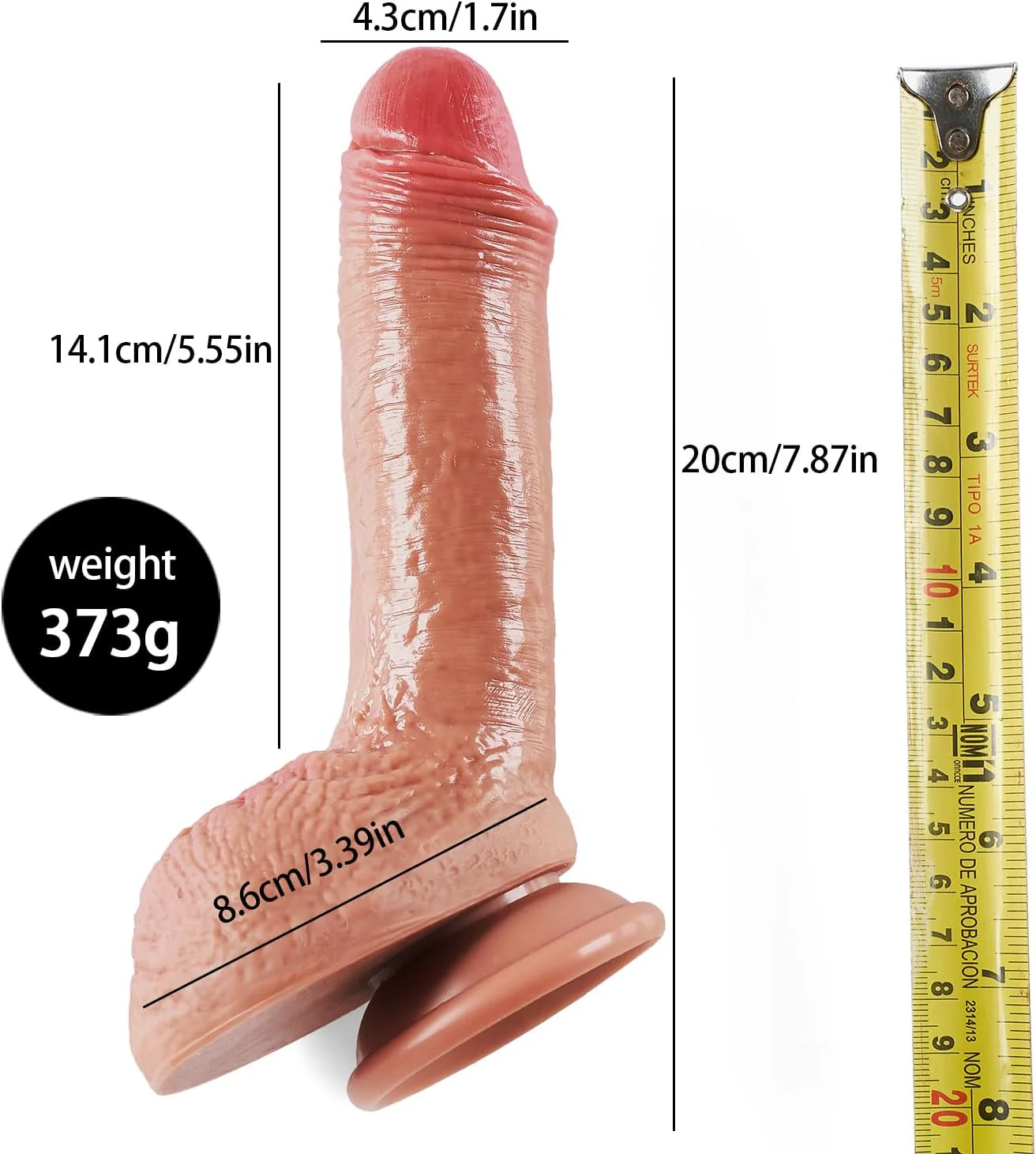 LifeLike 7.8" Dual-Layer Realistic Silicone Dildo - Image 5