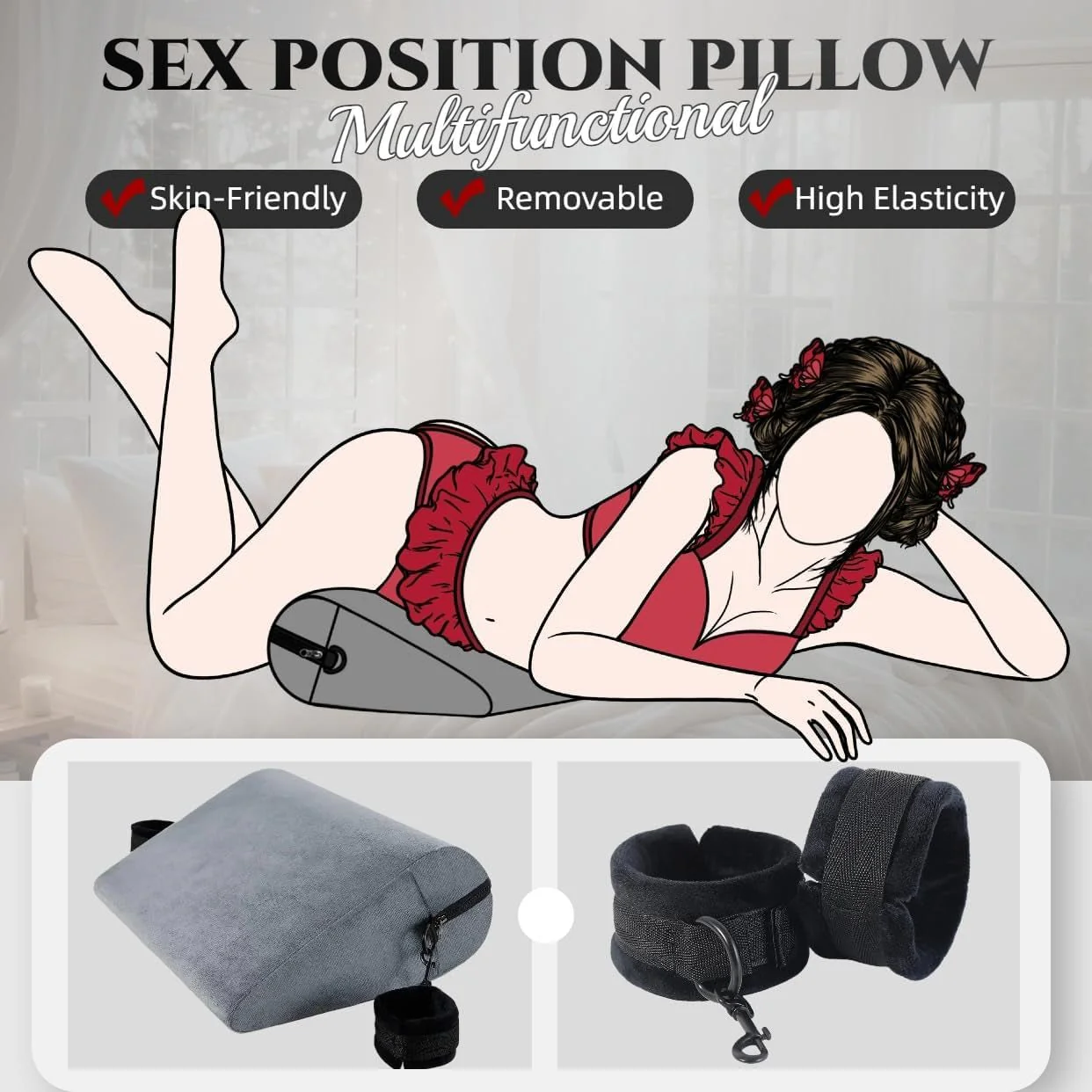 LiftLock Sex Position Pillow with Cuffs - Image 2