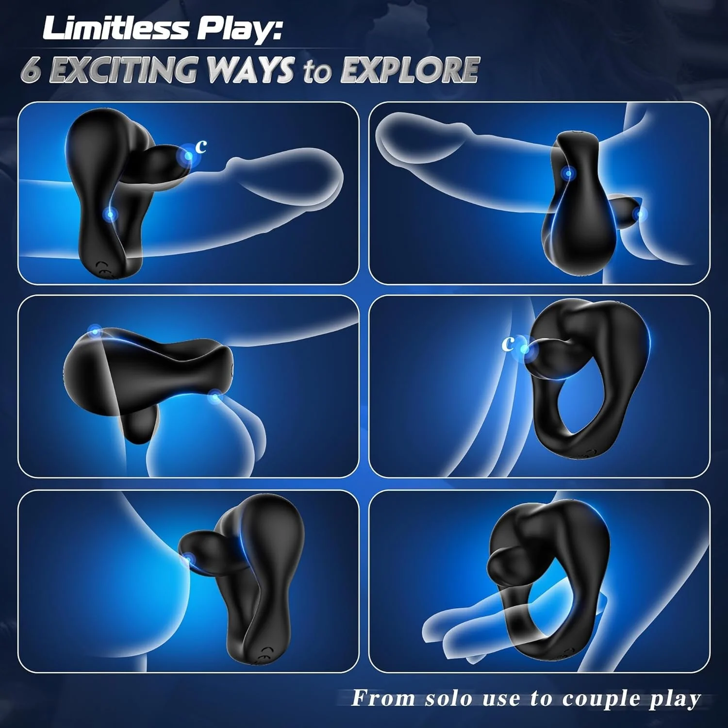 LipService Vibrating Couples Cock Ring 360° Adjustable 10 Modes - Image 6