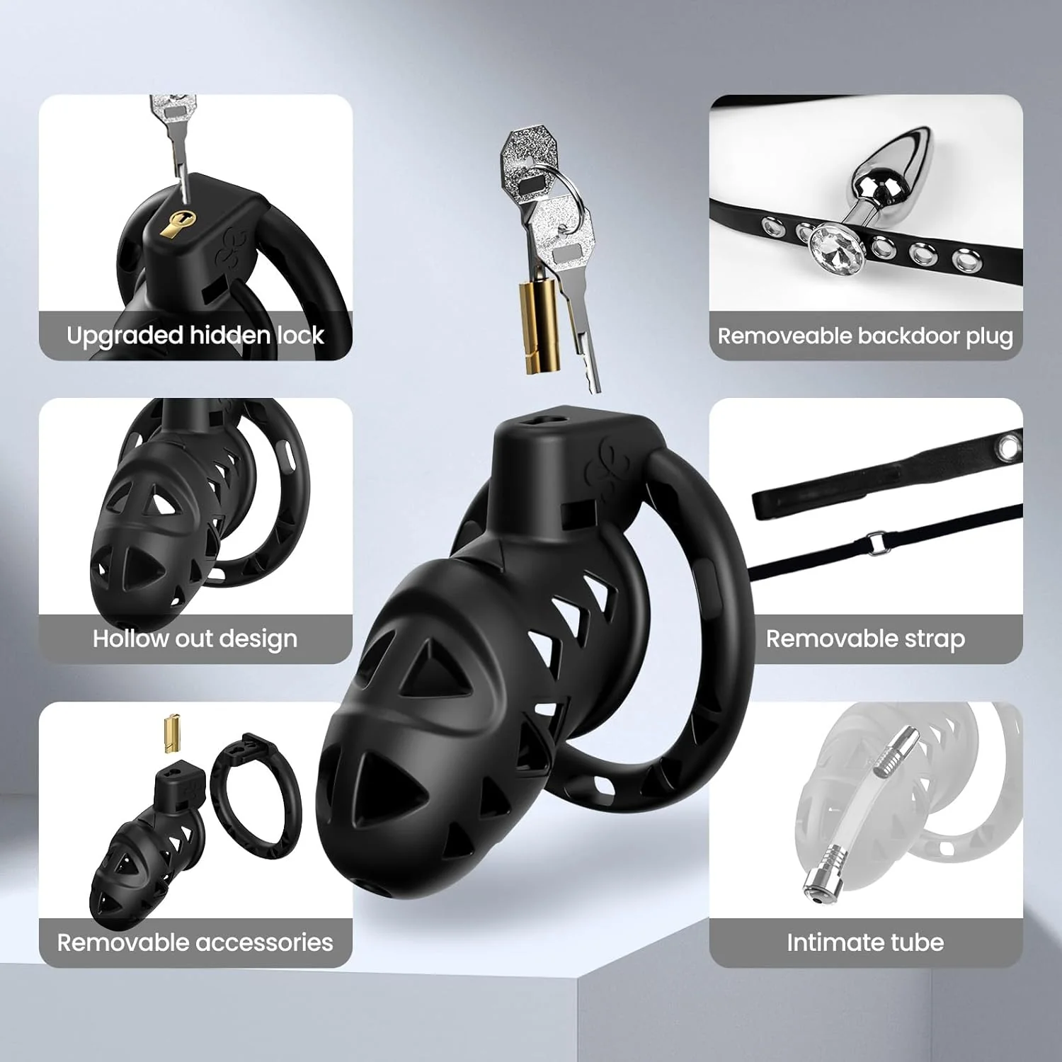 LockBound Male Chastity Cage Set with Plug & Catheter - Image 2