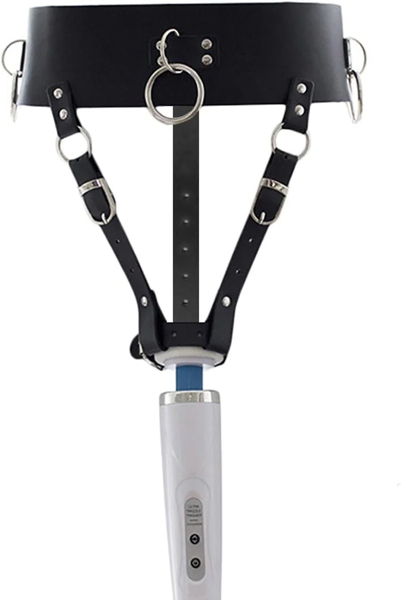 LockHold PU Leather Wand & Vibrator Harness Belt - Image 2