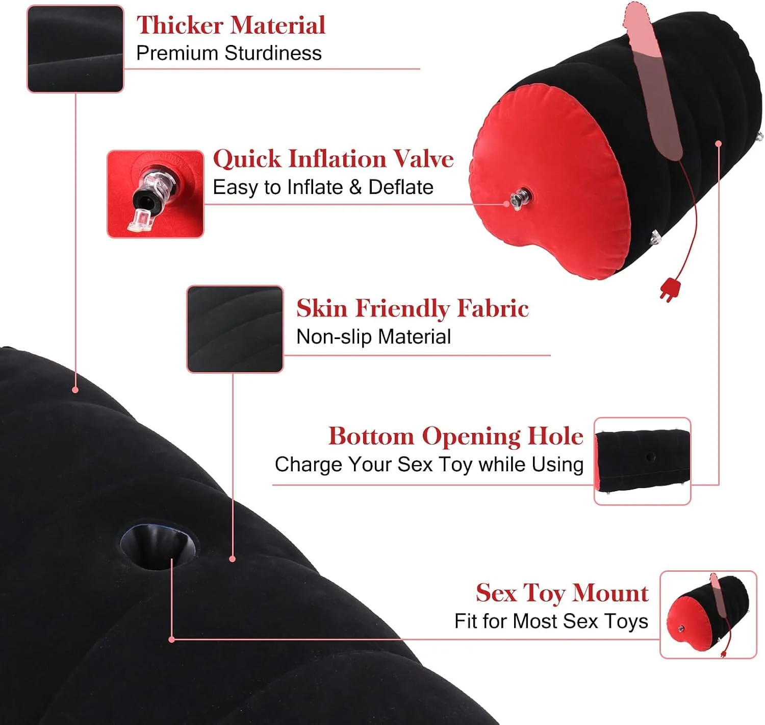 LoveLock Inflatable Heart-Shaped Dildo Mount Sex Pillow - Image 3