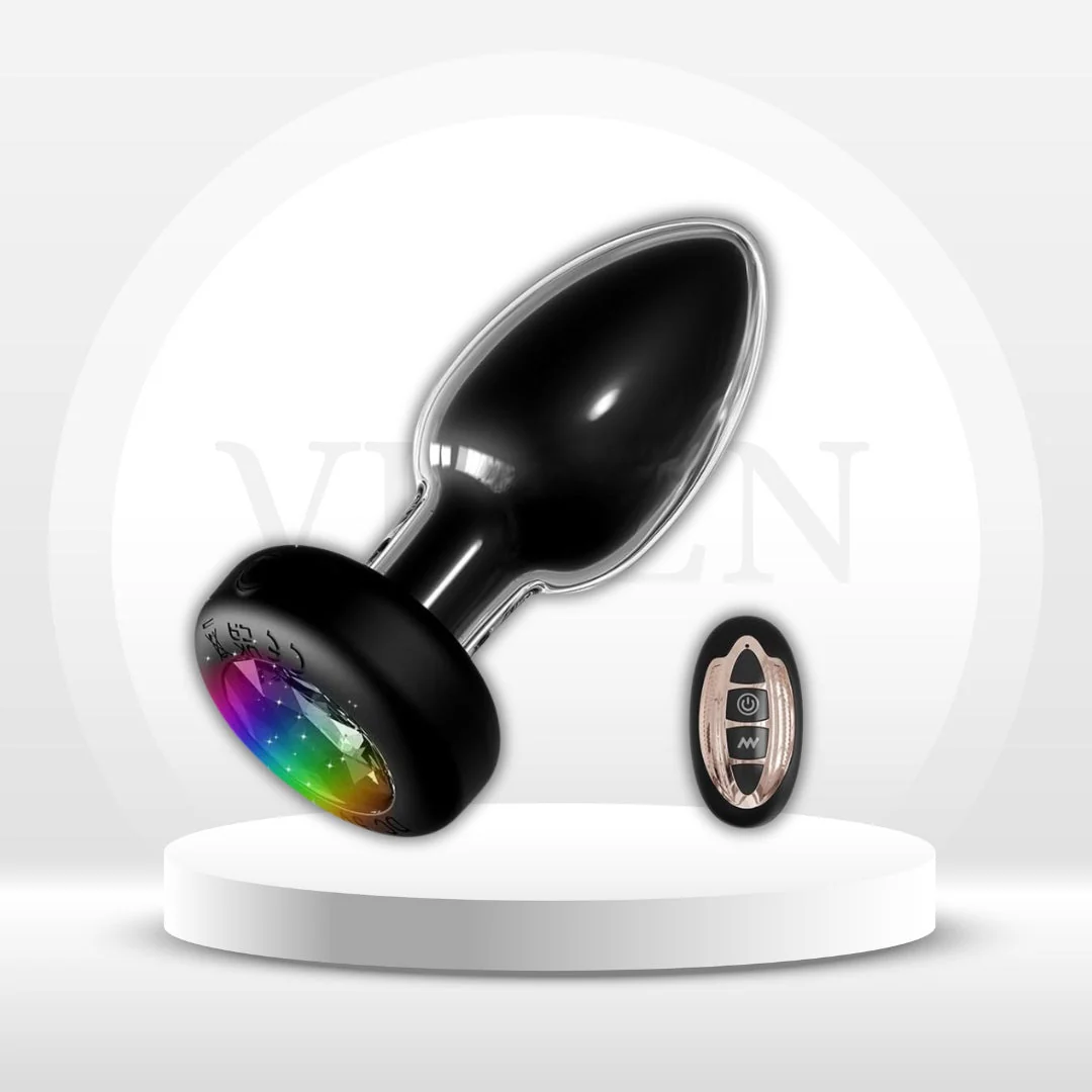 LumaGlow Light-Up Vibrating Glass Butt Plug 10 Modes