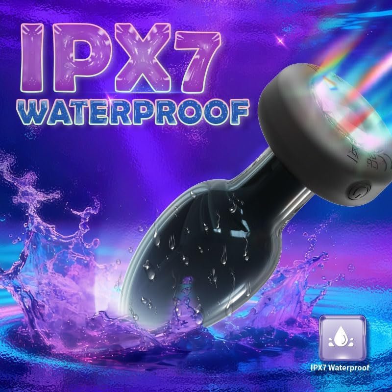 LumaGlow Light-Up Vibrating Glass Butt Plug 10 Modes - Image 4