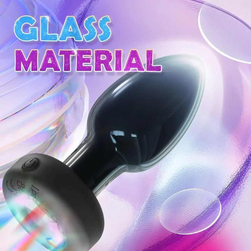LumaGlow Light-Up Vibrating Glass Butt Plug 10 Modes - Image 5
