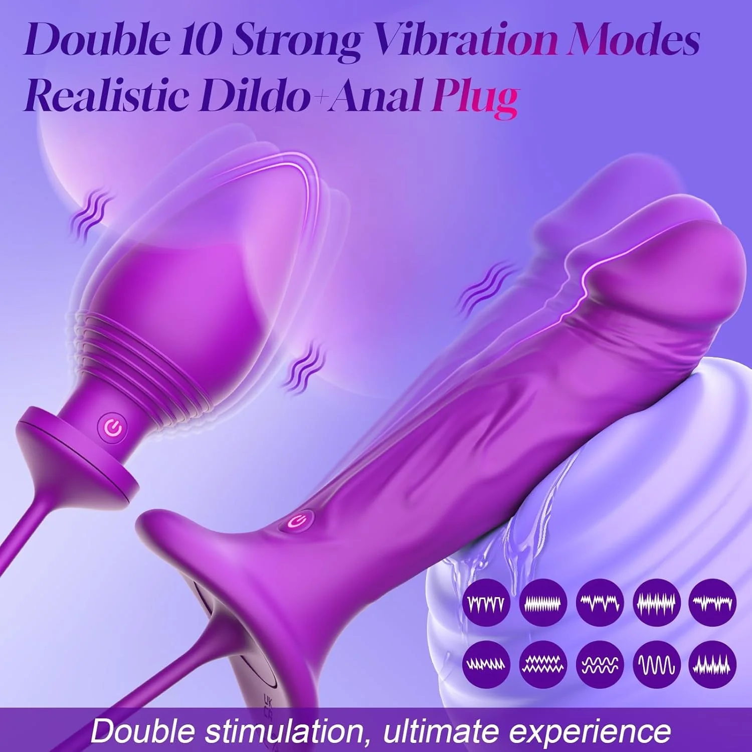 LureLock Dual-Ended Vibrating Dildo & Anal Plug Wand - Image 2