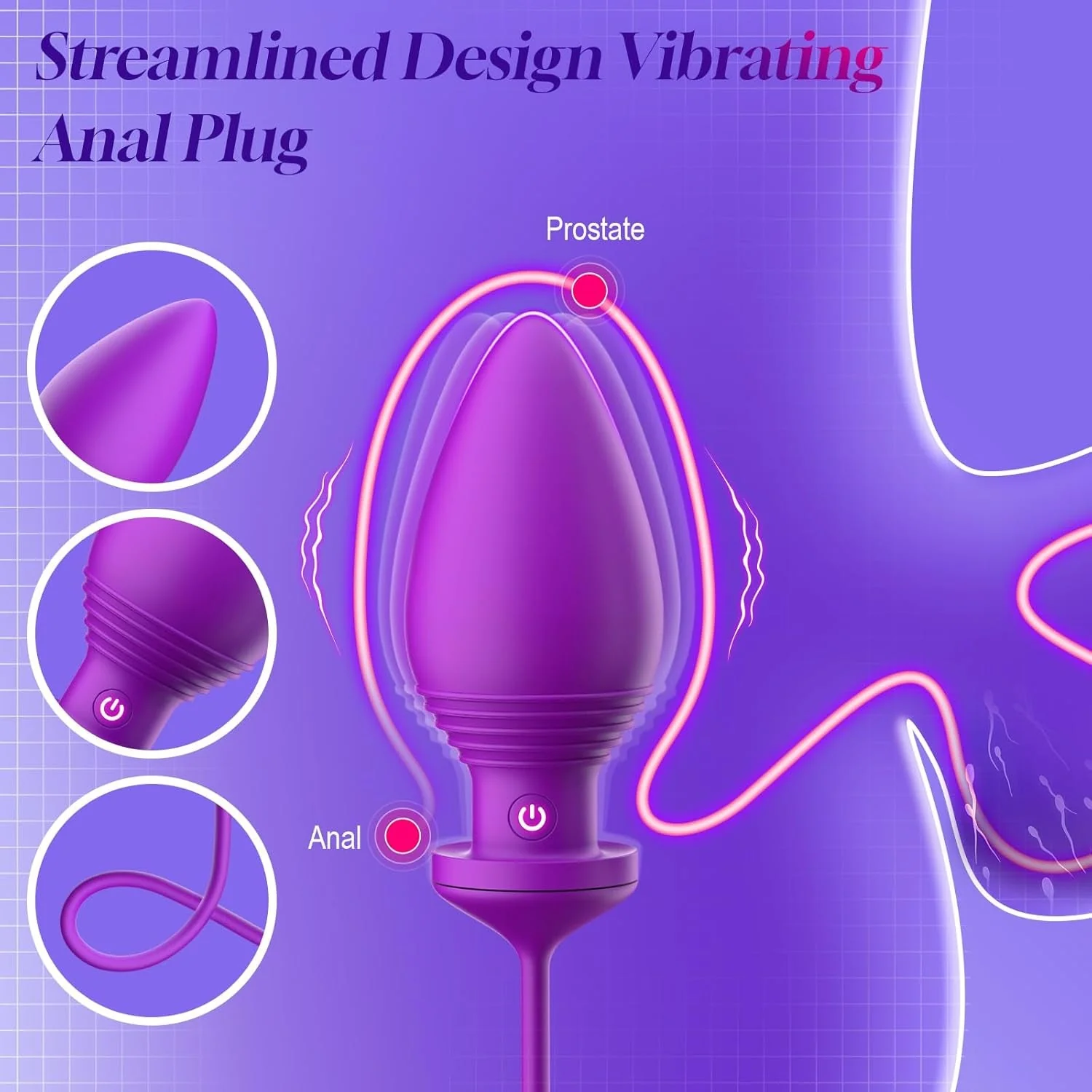 LureLock Dual-Ended Vibrating Dildo & Anal Plug Wand - Image 3