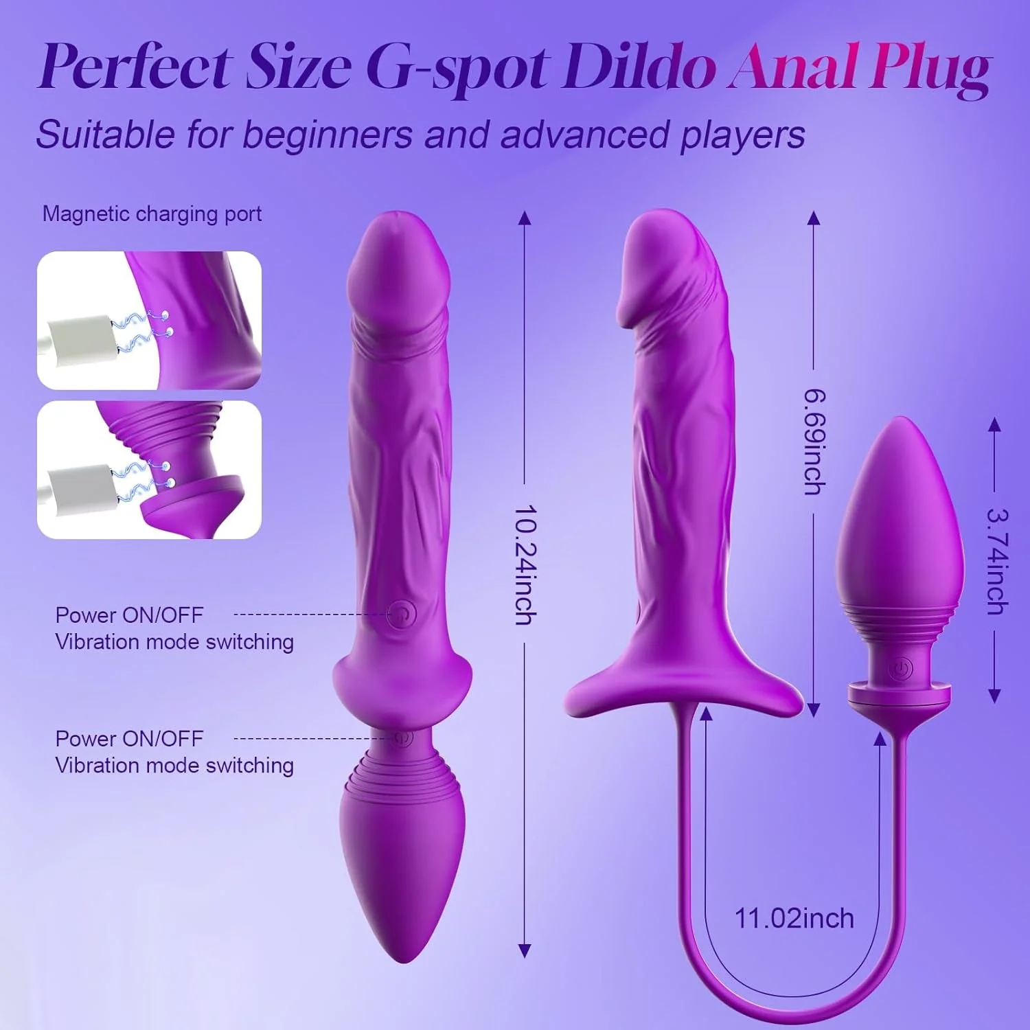 LureLock Dual-Ended Vibrating Dildo & Anal Plug Wand - Image 7