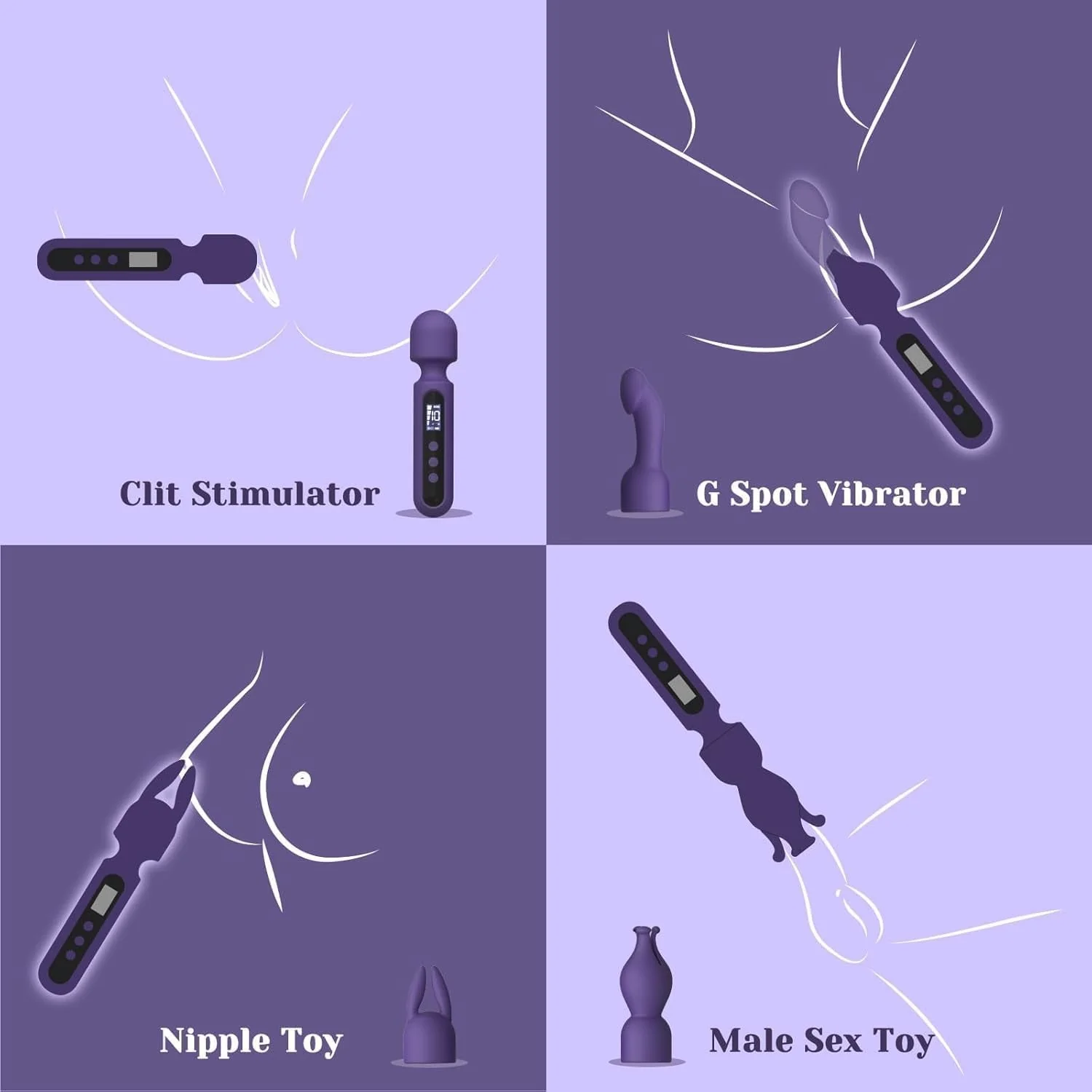 LuxeTouch Wand Vibrator Kit with 3 Attachments - Image 2