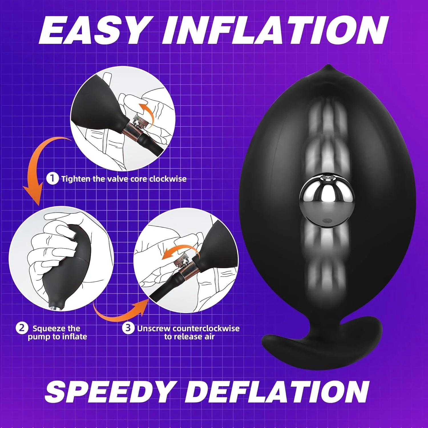 MagnaRise Magnetic Inflatable Butt Plug with Rolling Core - Image 7