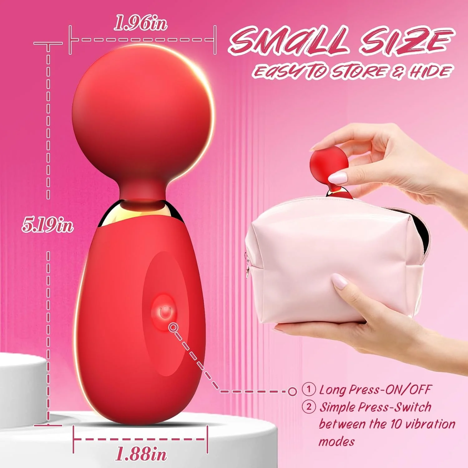 MiniGlow Compact Clitoral Vibrator Wand - Image 5