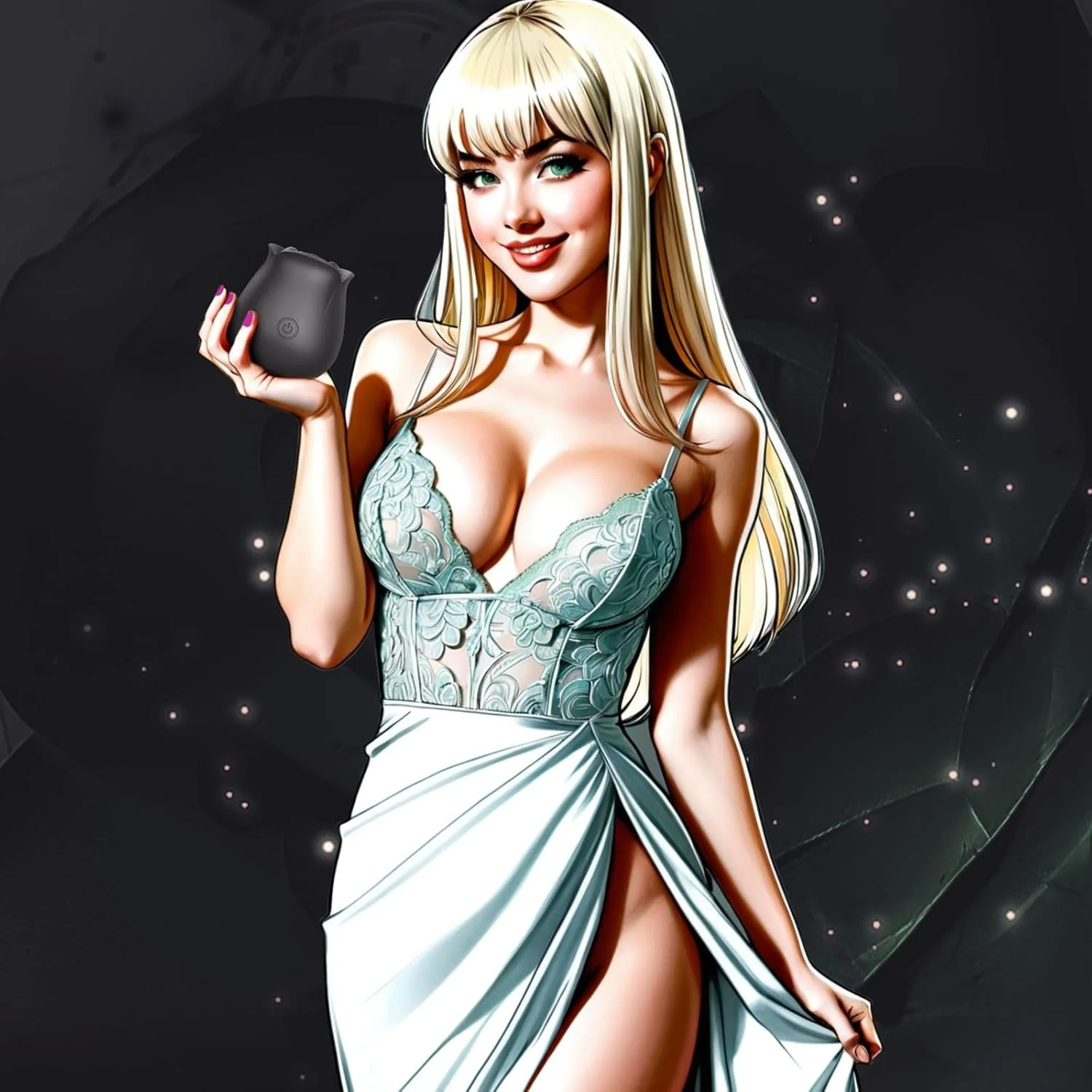 NoirBloom Black App Controlled Rose Suction Vibrator - Image 5