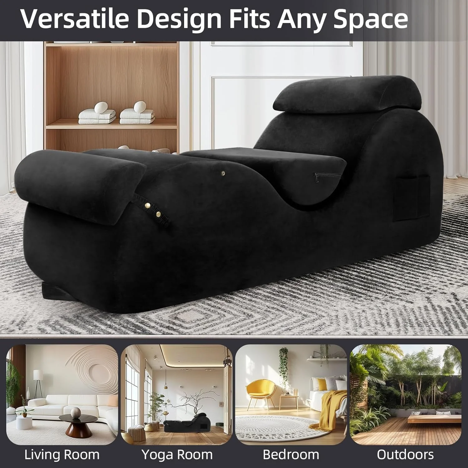 NoirCurve XL Black Sex Chaise Lounge - Image 8