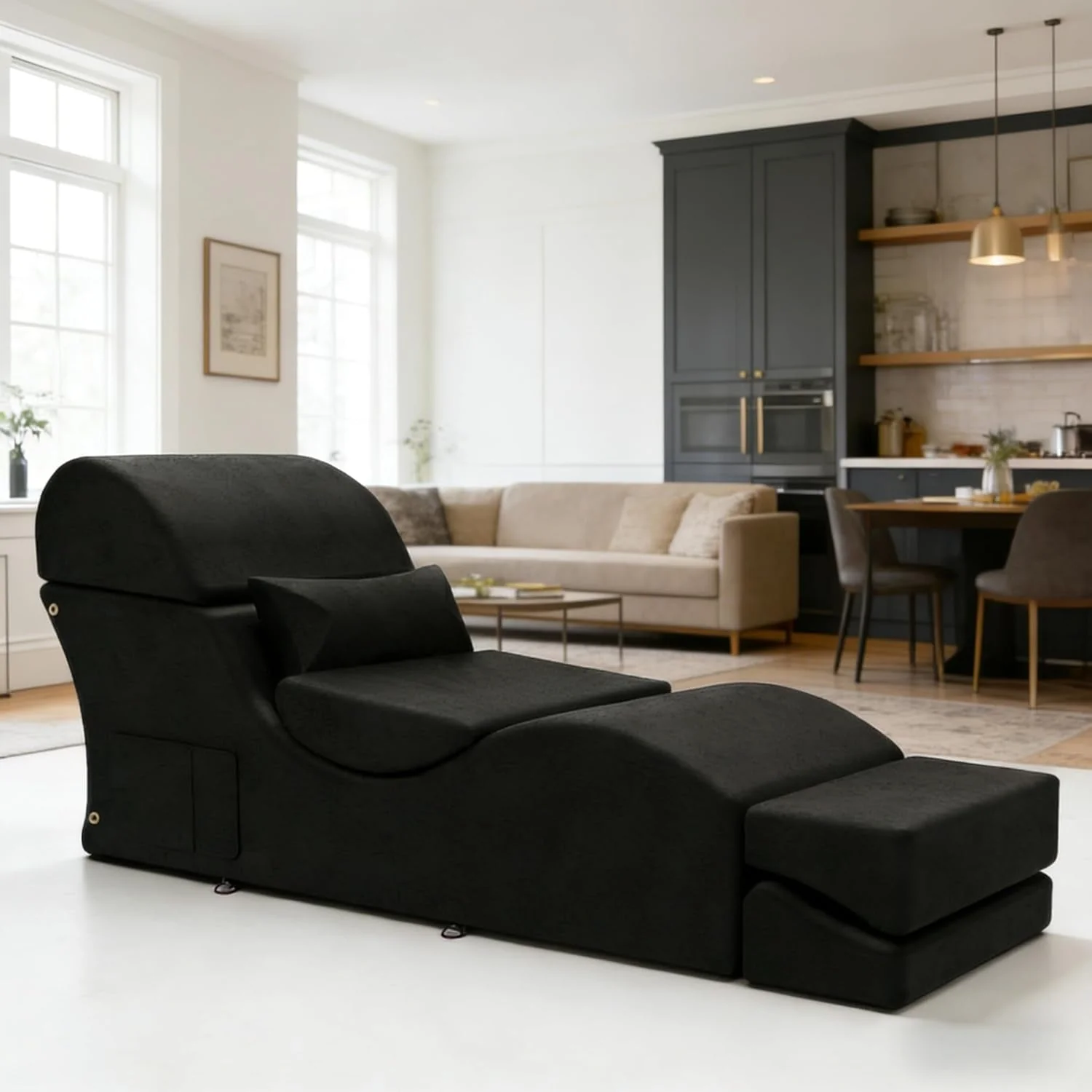 NoirFold Black Fold-Out Sex Chaise Lounge - Image 3