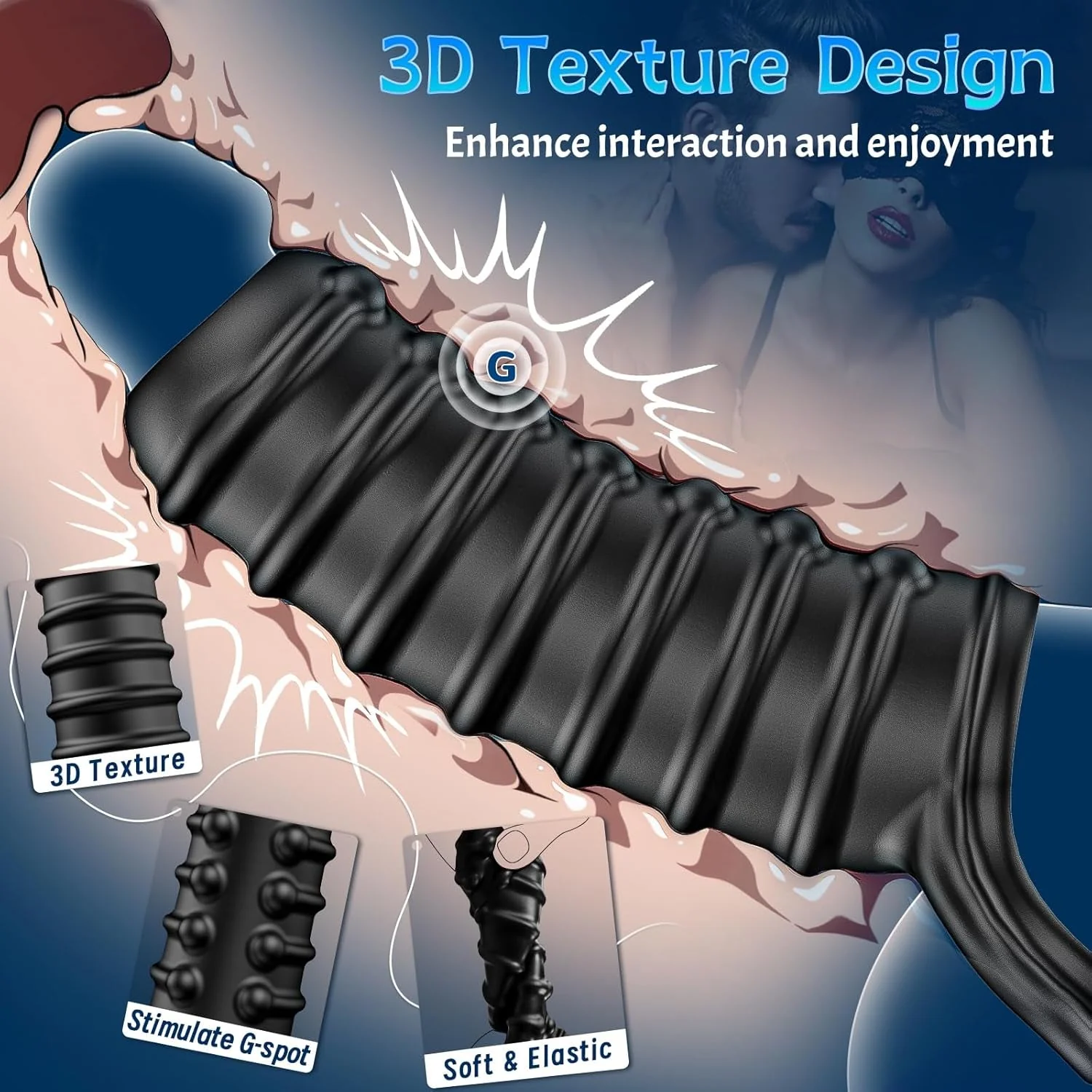NoirGrip Textured Penis Girth Enhancer Sleeve - Image 4