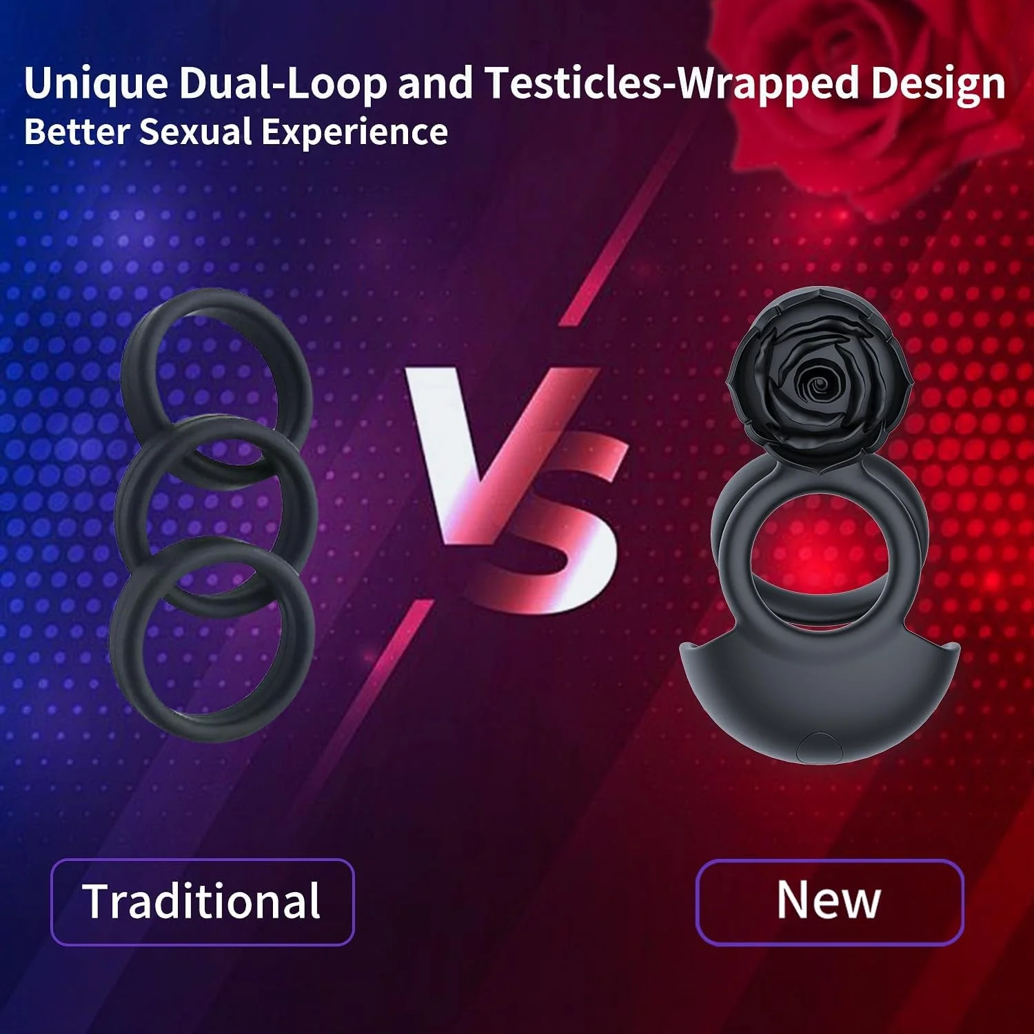 NoirPetal Rose Cock Ring Vibrator for Couples - Image 5