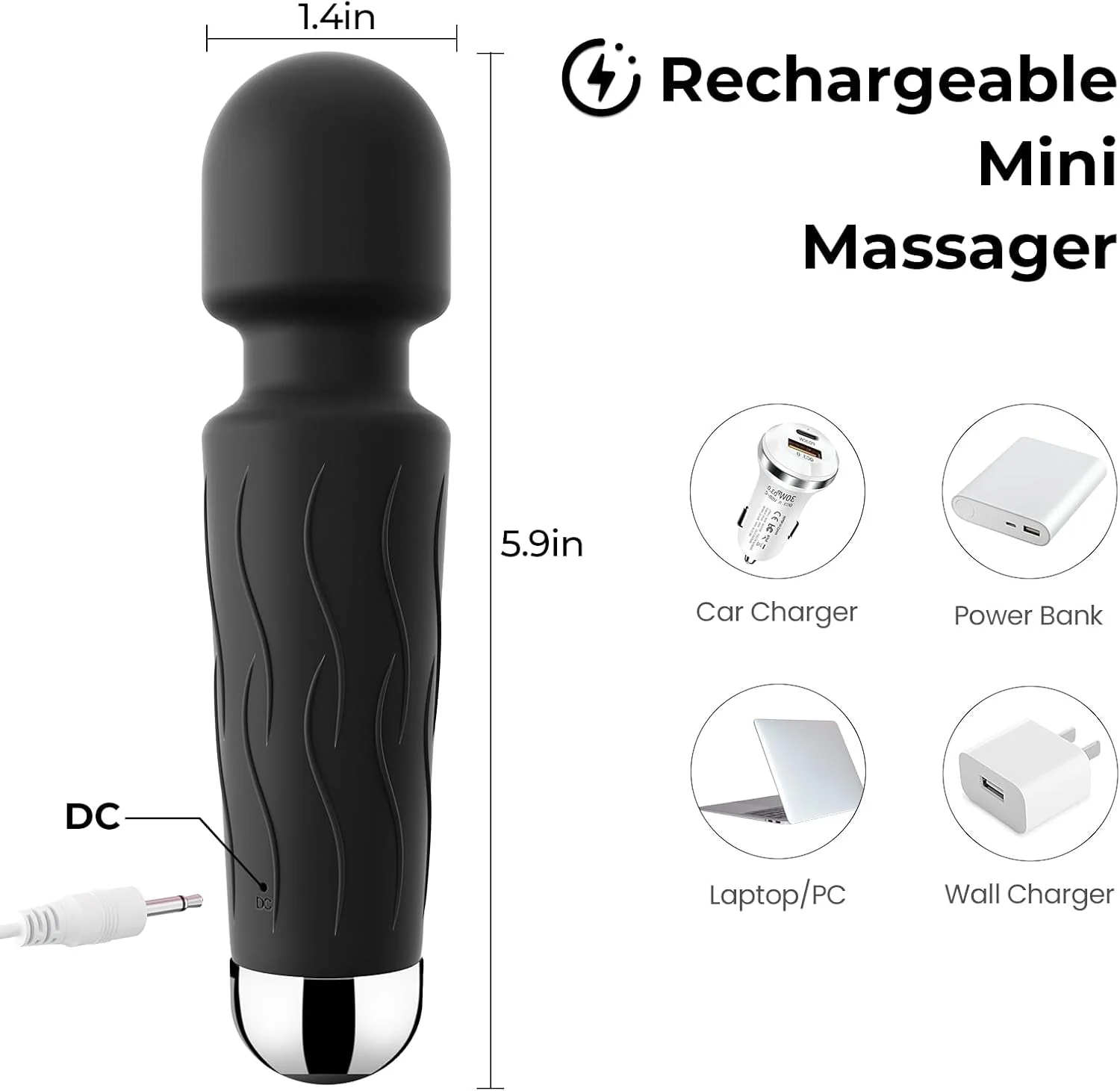 NoirRelief Black Clitoral Wand Vibrator - Image 2