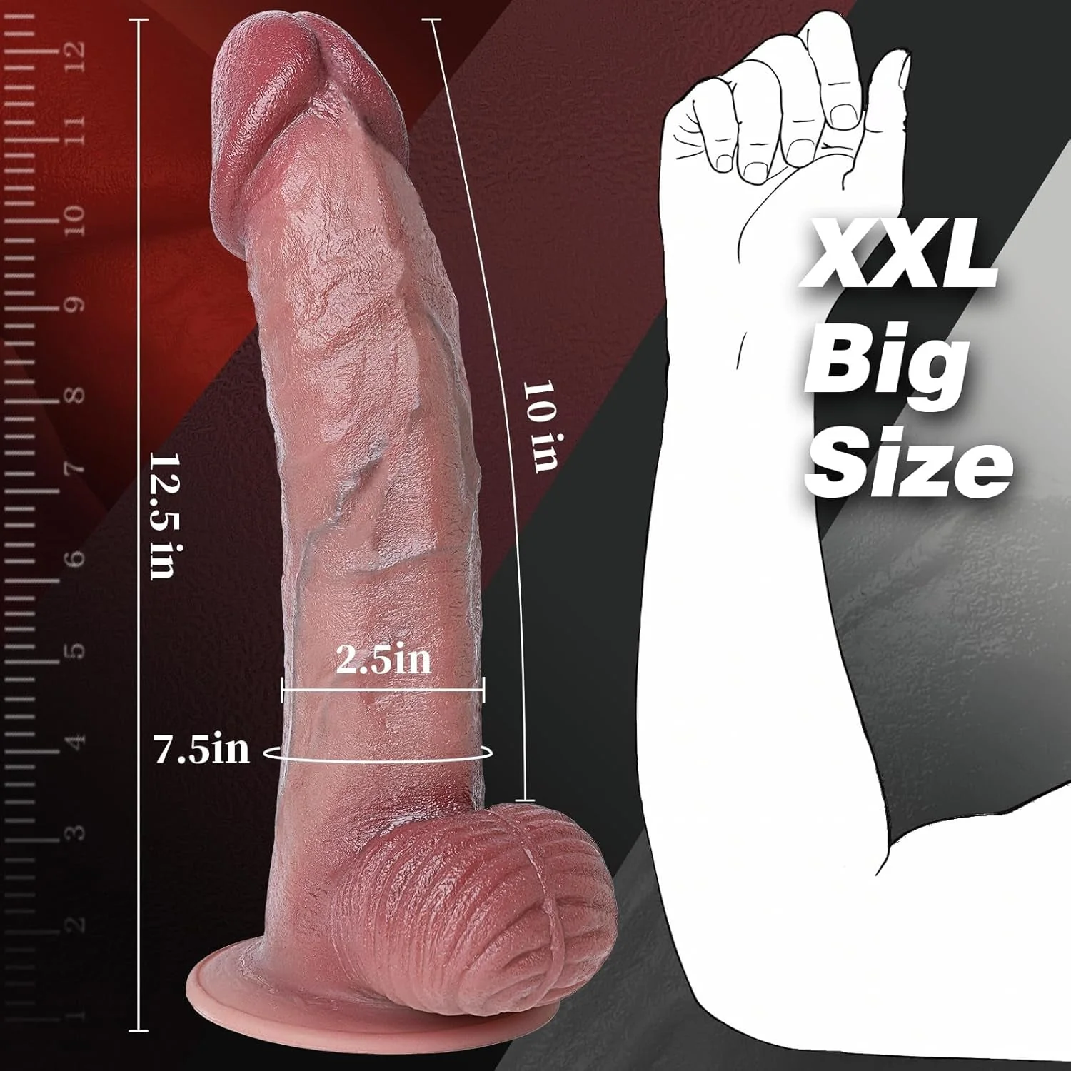 OnyxColossus 12.5" XXL Realistic Dildo | Dual-Density Suction - Image 2
