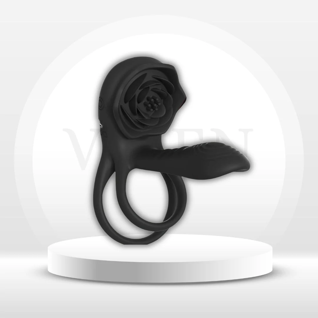 OnyxQuartet Penis Extender Cock Ring Clit Stim 9 Modes