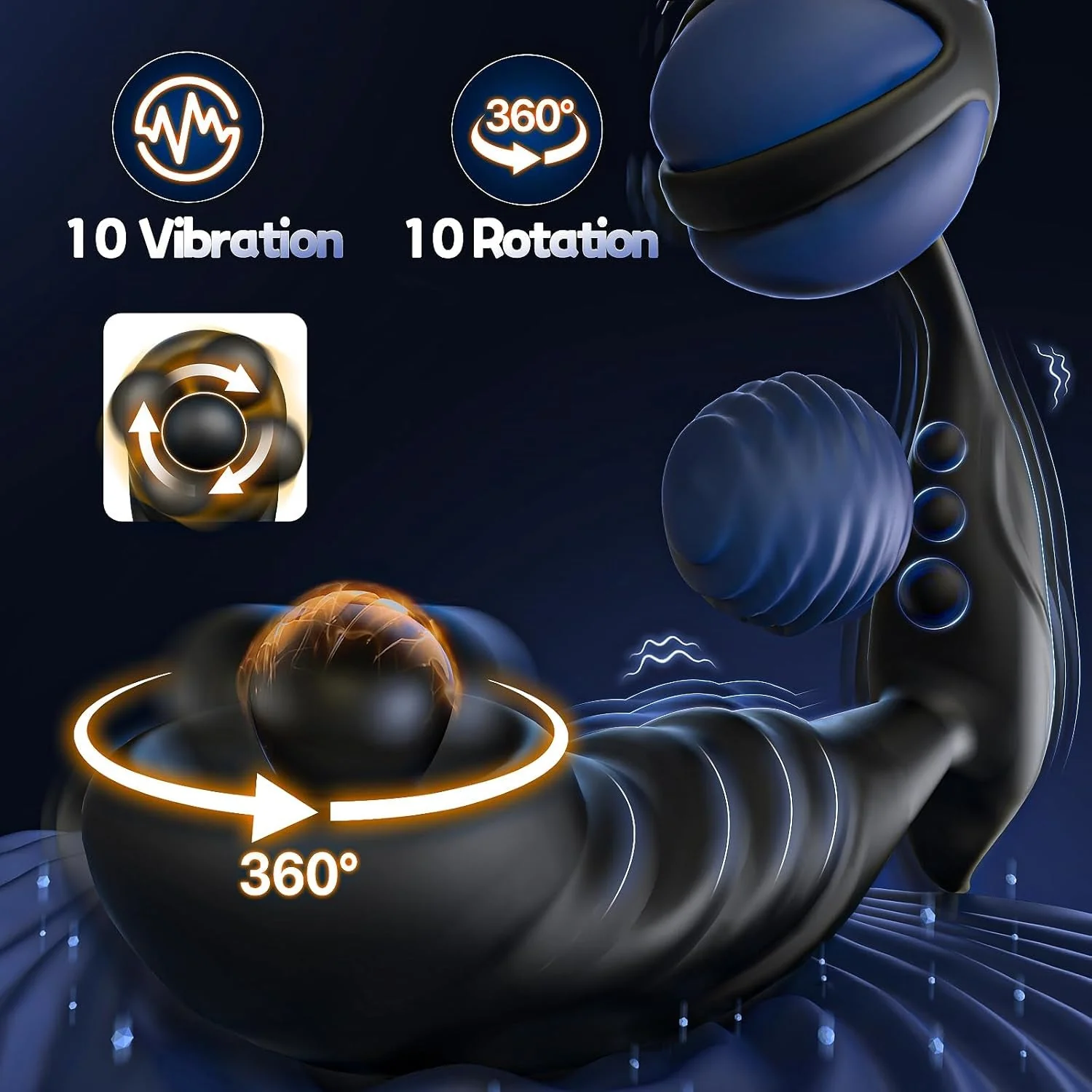 OrbitNoir Thrusting Prostate Massager Cock Ring 7 Modes - Image 4