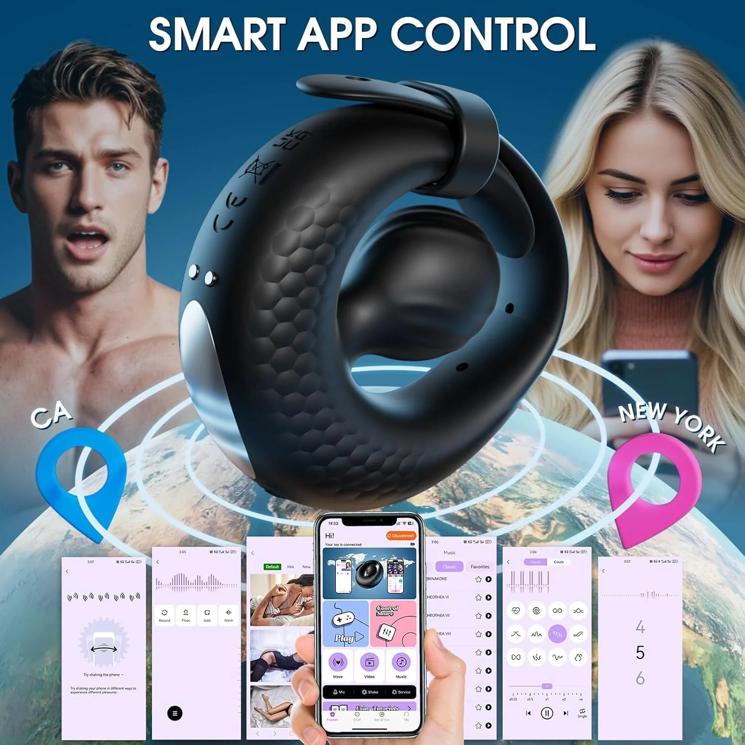 OrbPlay Adjustable Cock Ring Clit Stimulator 10 Modes | App Control - Image 5