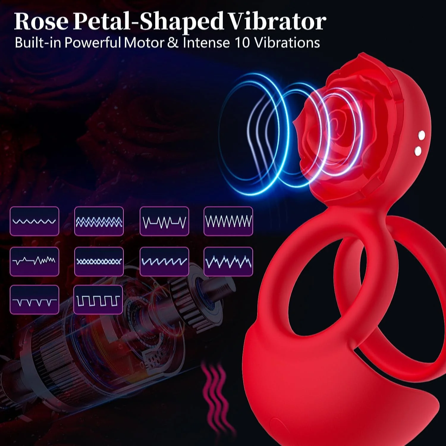 PetalBond Rose Cock Ring Vibrator for Couples - Image 2