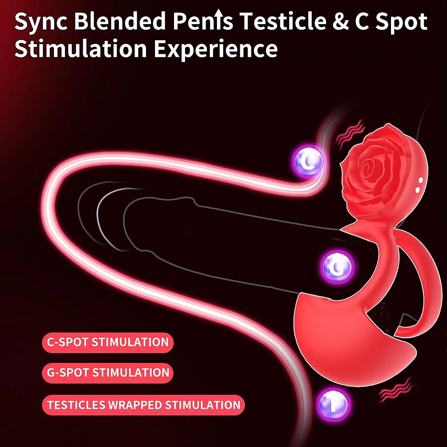 PetalBond Rose Cock Ring Vibrator for Couples - Image 3