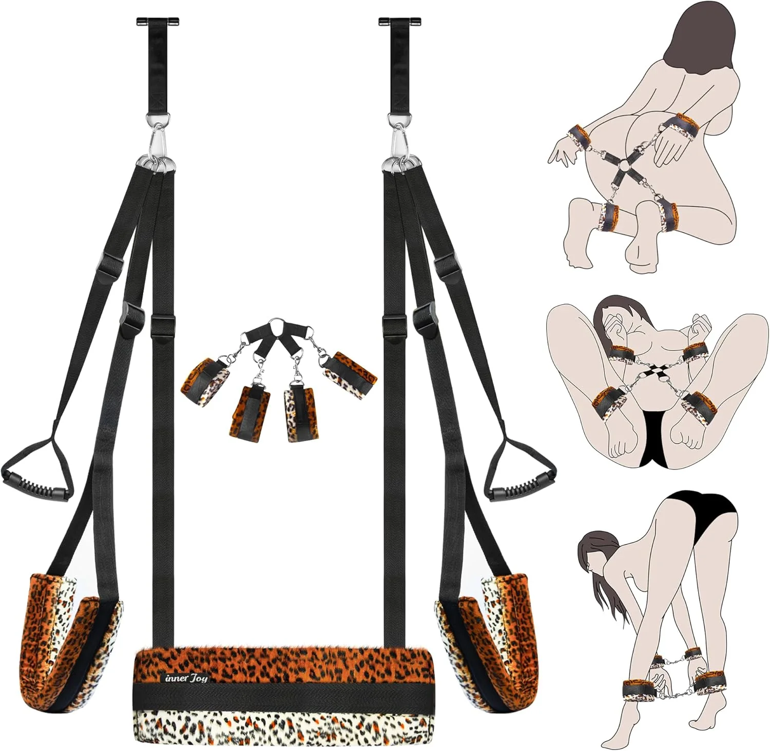 PlushElevate Leopard Print Adjustable Door Sex Swing - Image 2