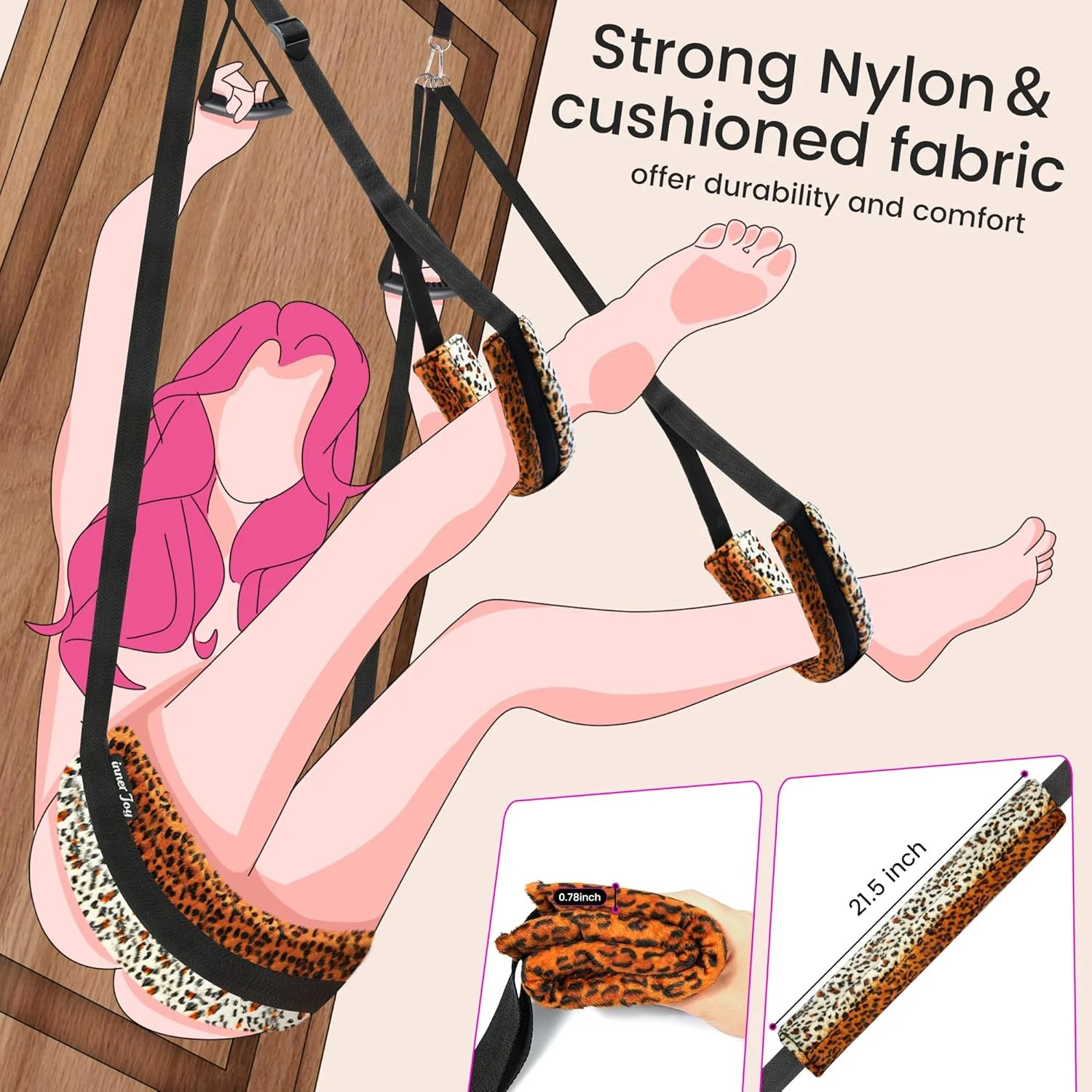 PlushElevate Leopard Print Adjustable Door Sex Swing - Image 3