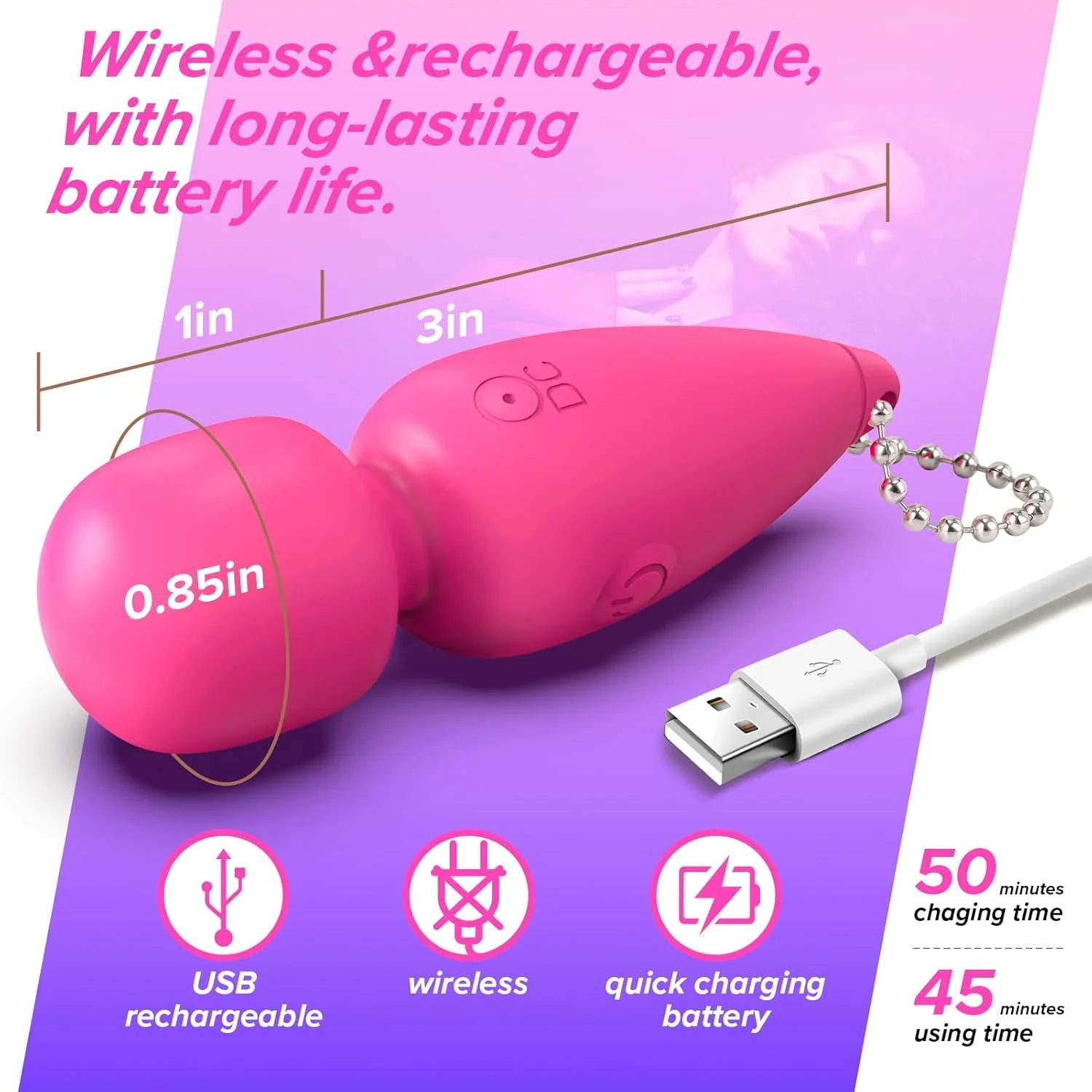 PocketWand Mini Bullet Wand Vibrator - Image 5