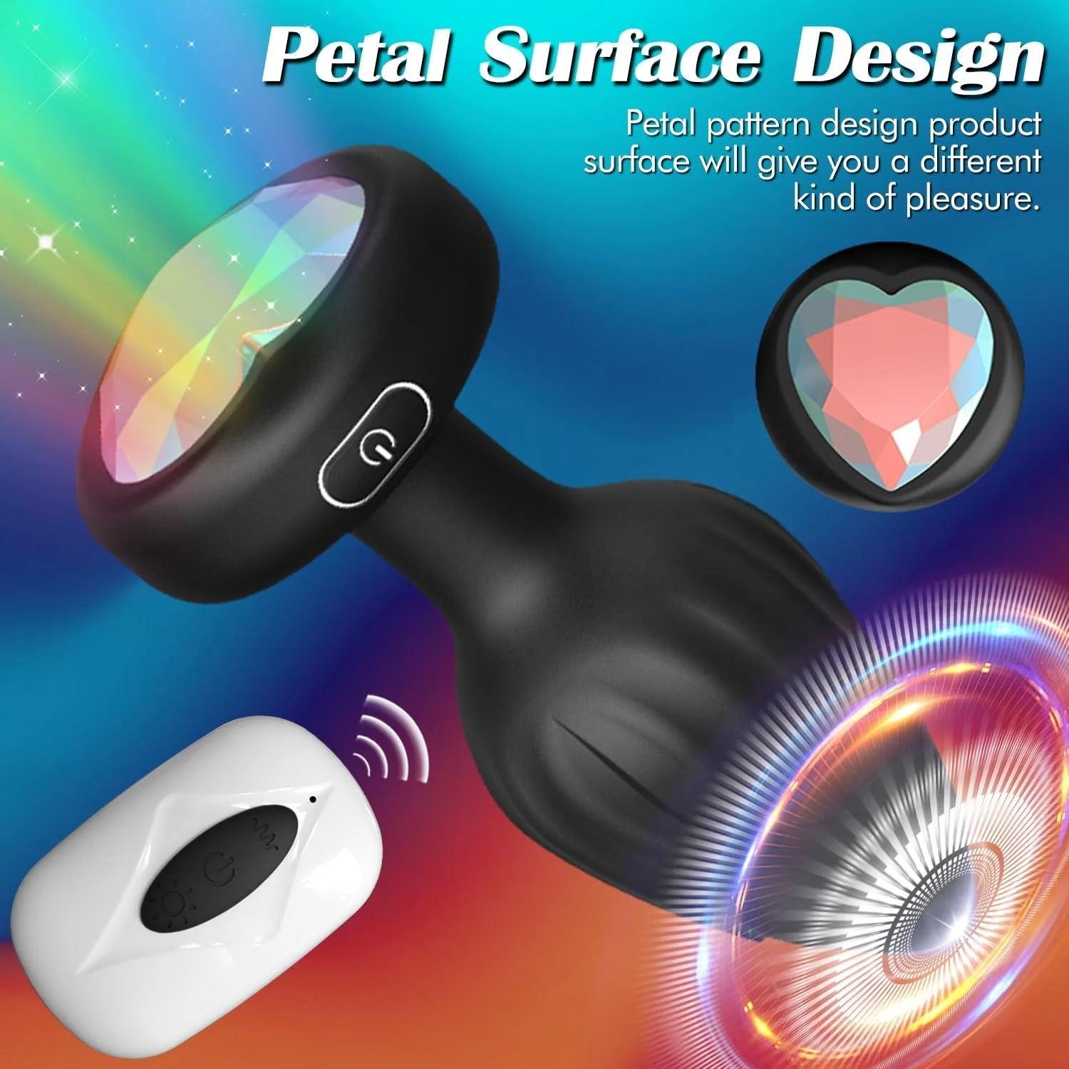 PrismGlow Light-Up Vibrating Butt Plug 10 Modes Remote - Image 4