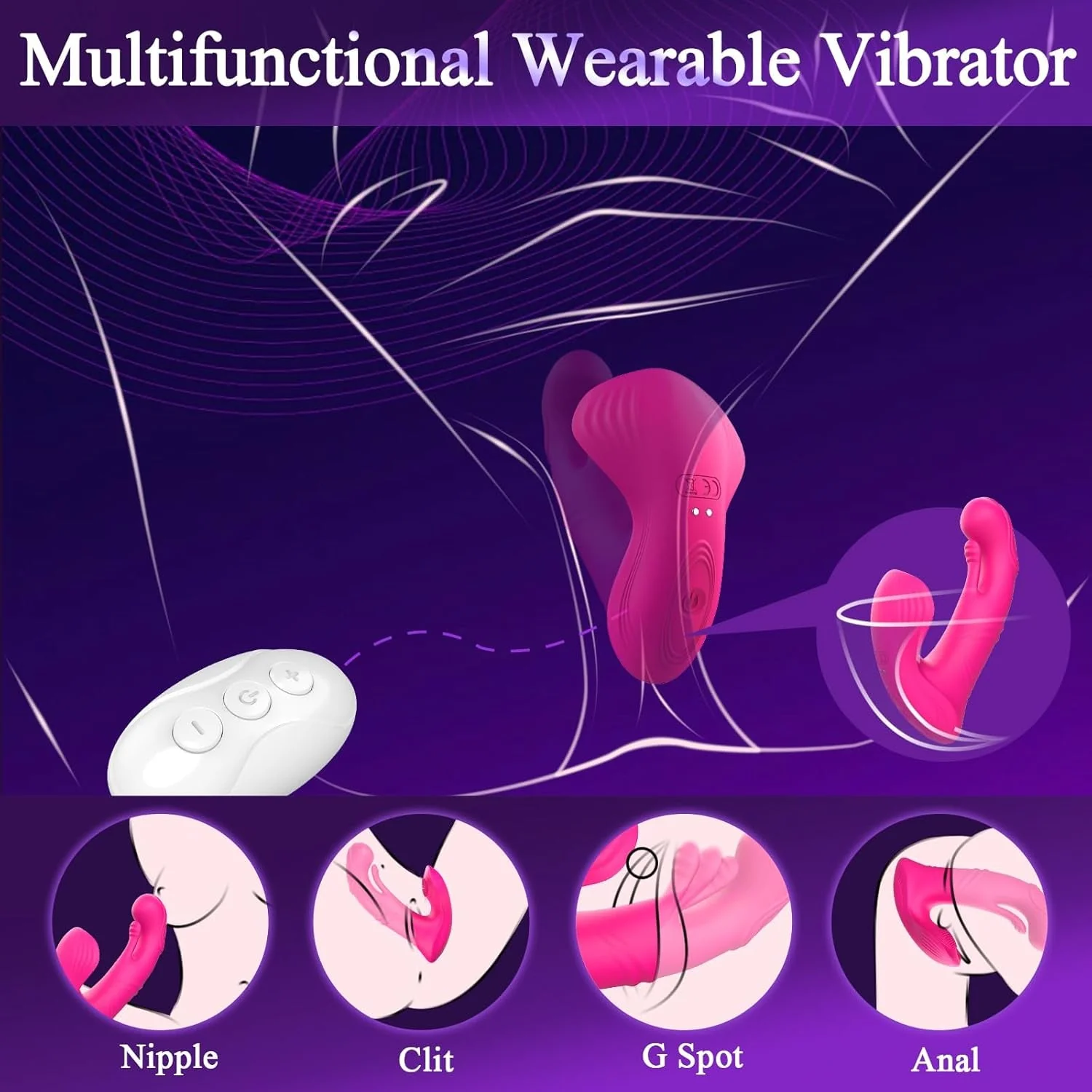 PulseButterfly App/Remote Control Wearable Couples Dildo Vibrator - Image 3