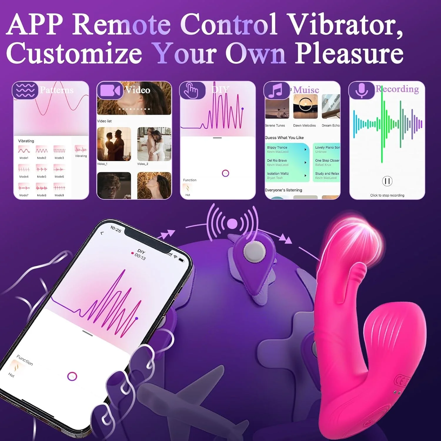PulseButterfly App/Remote Control Wearable Couples Dildo Vibrator - Image 6