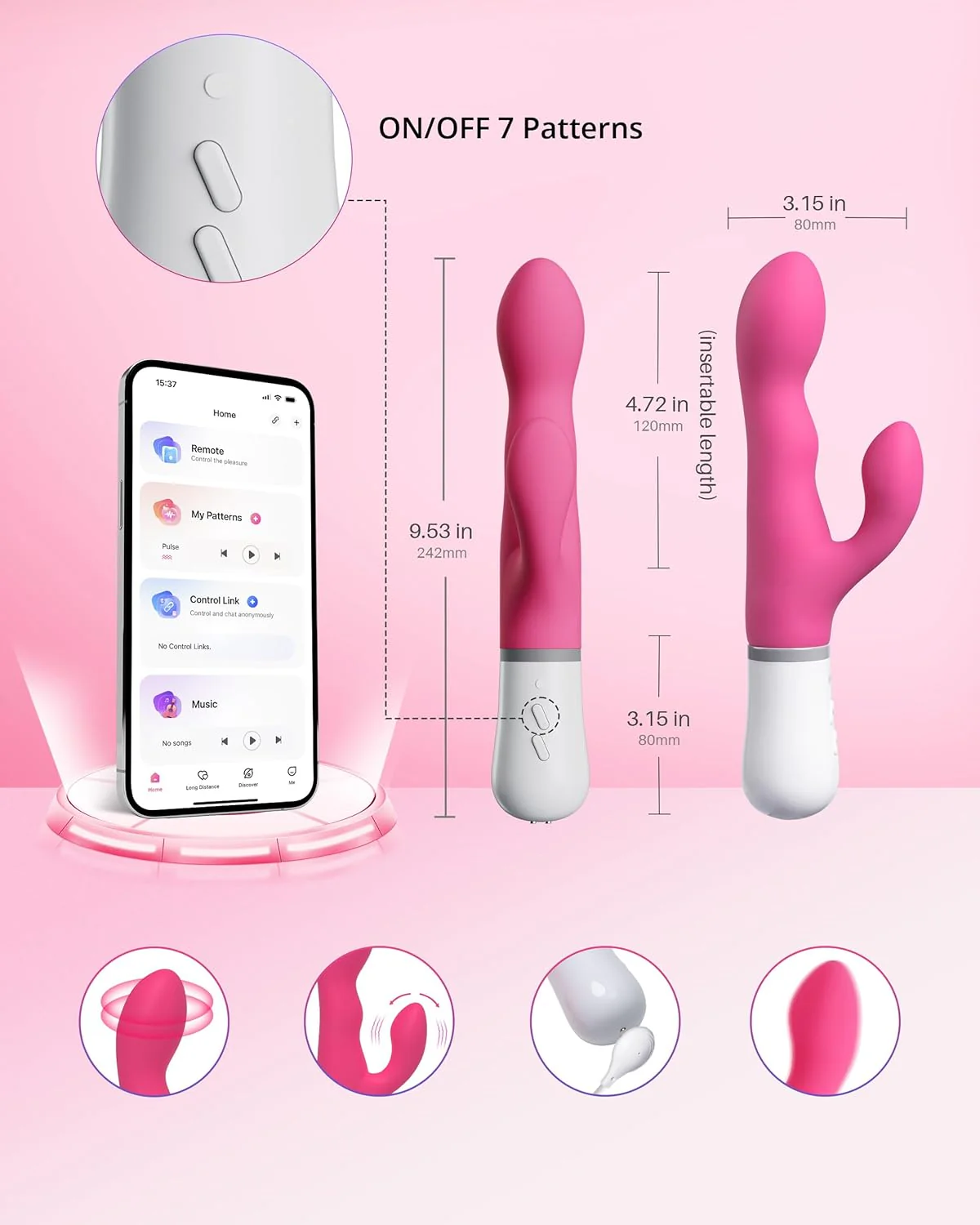 PulsePetal App-Controlled Rabbit Vibrator with Rotating Shaft - Image 7