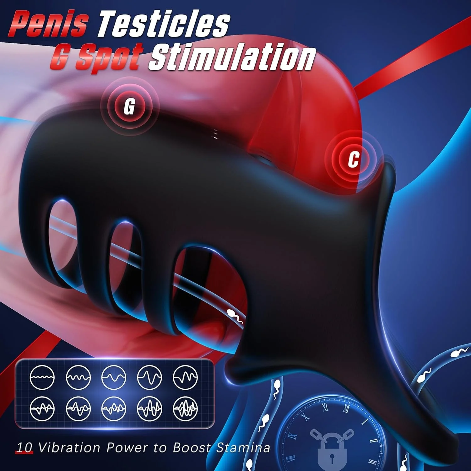 QuadLoop Vibrating Cock Ring Sleeve 10 Modes | Adjustable Fit - Image 2