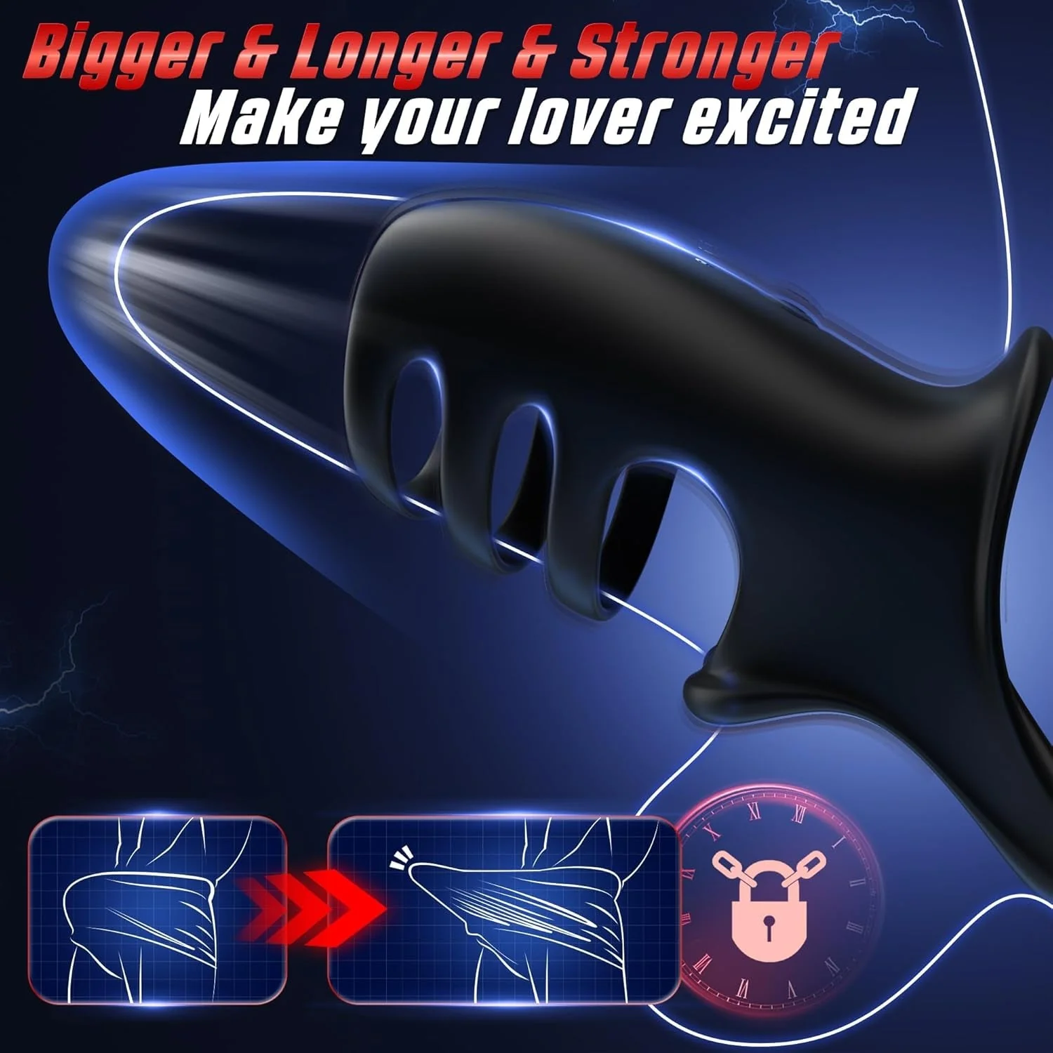 QuadLoop Vibrating Cock Ring Sleeve 10 Modes | Adjustable Fit - Image 5