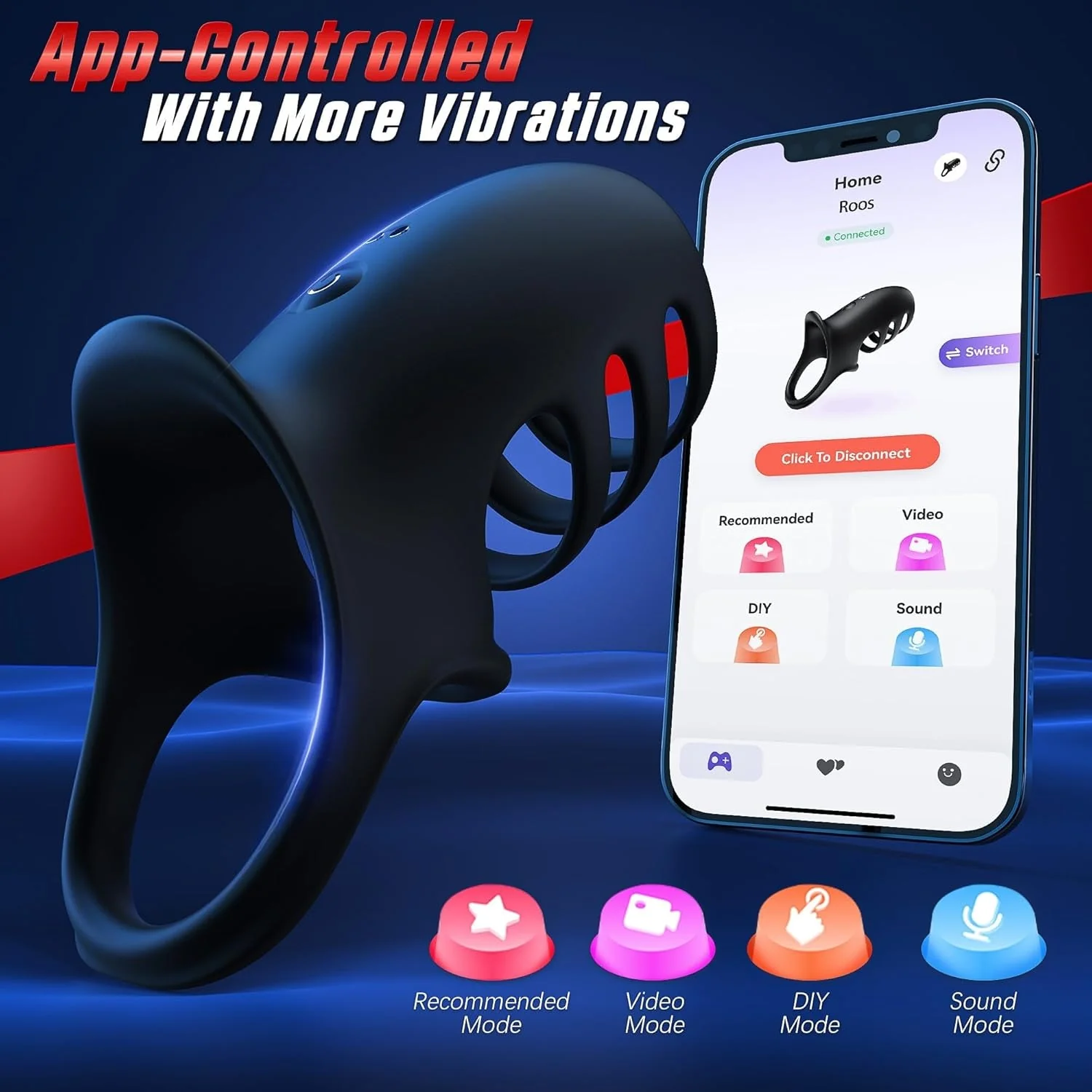 QuadLoop Vibrating Cock Ring Sleeve 10 Modes | Adjustable Fit - Image 6