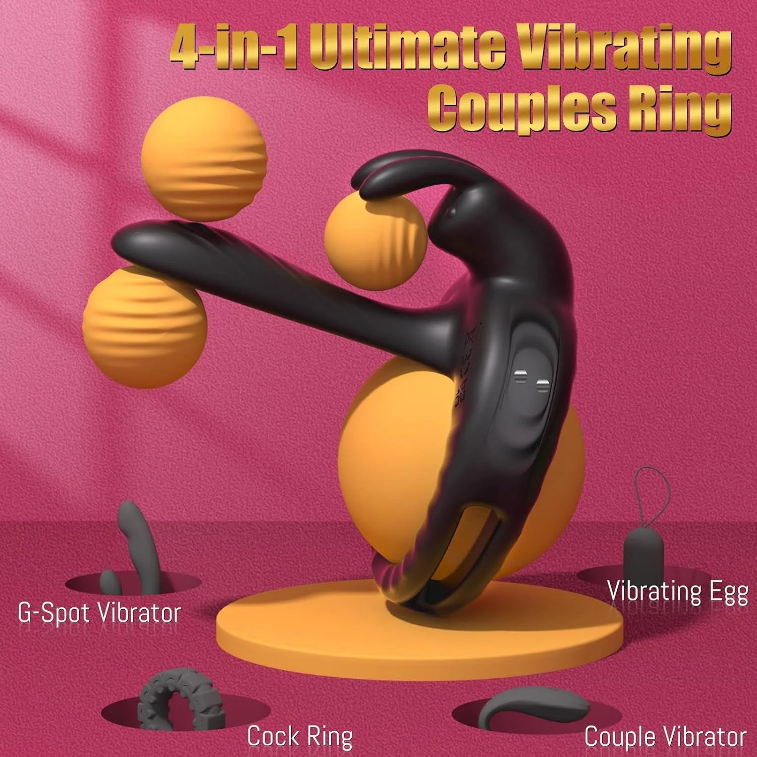 QuadRush 4-in-1 Vibrating Penis Ring - Image 5