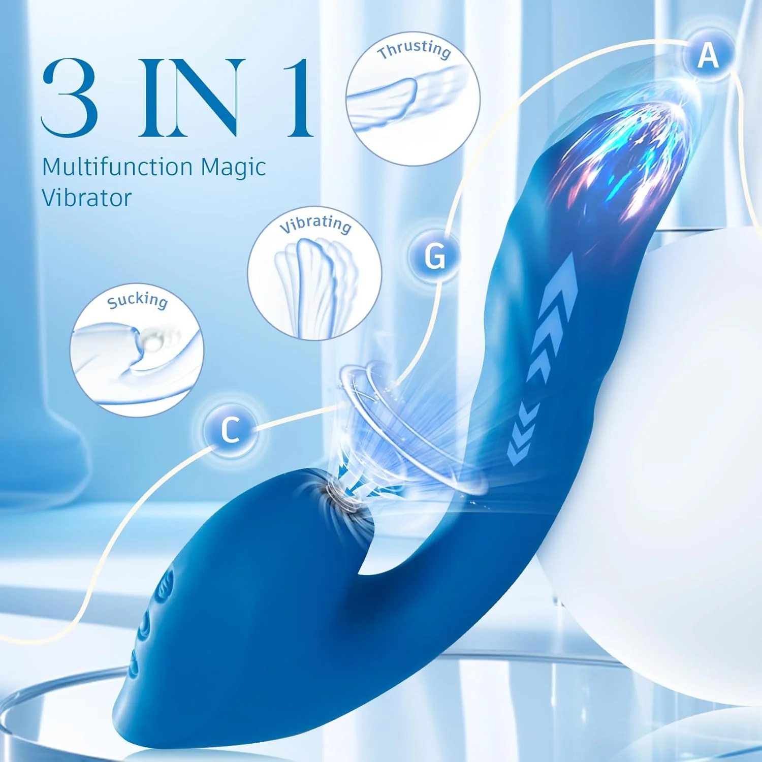 QueenPulse 3-in-1 Sucking & Thrusting Vibrator - Image 4