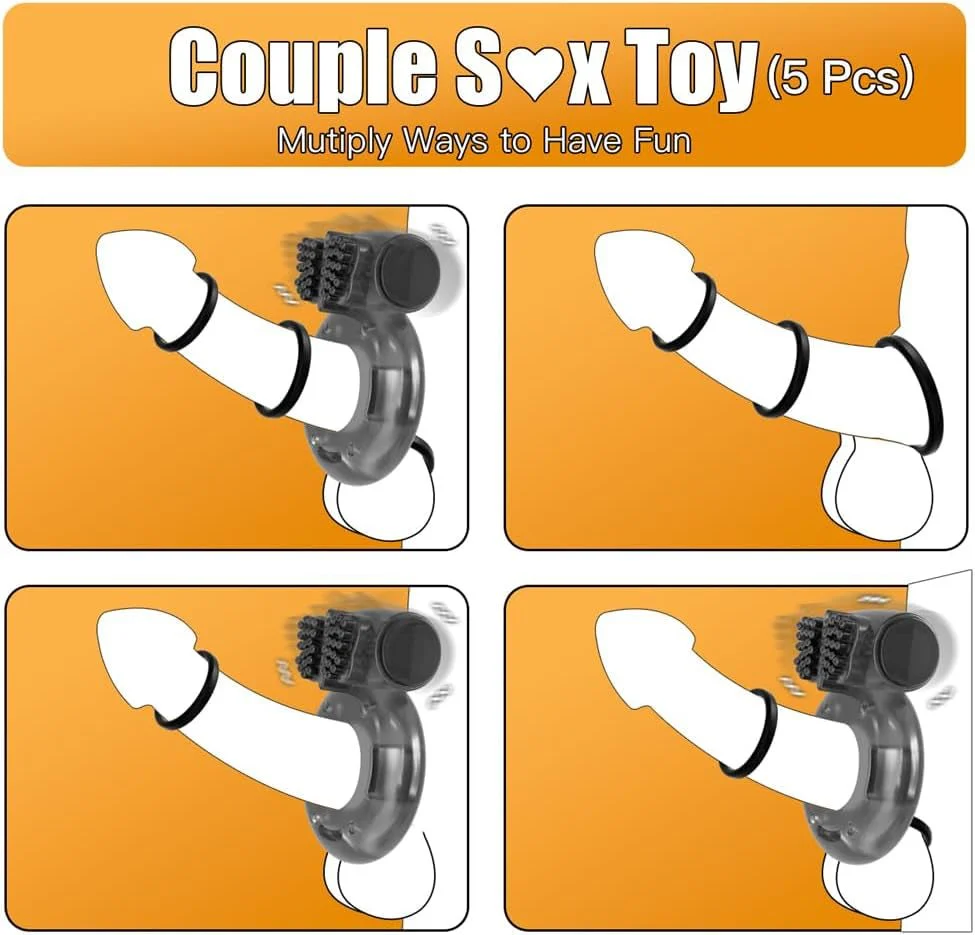 QuintetX Variety Cock Ring 5-Pack | Erection + Clit Vibe - Image 2