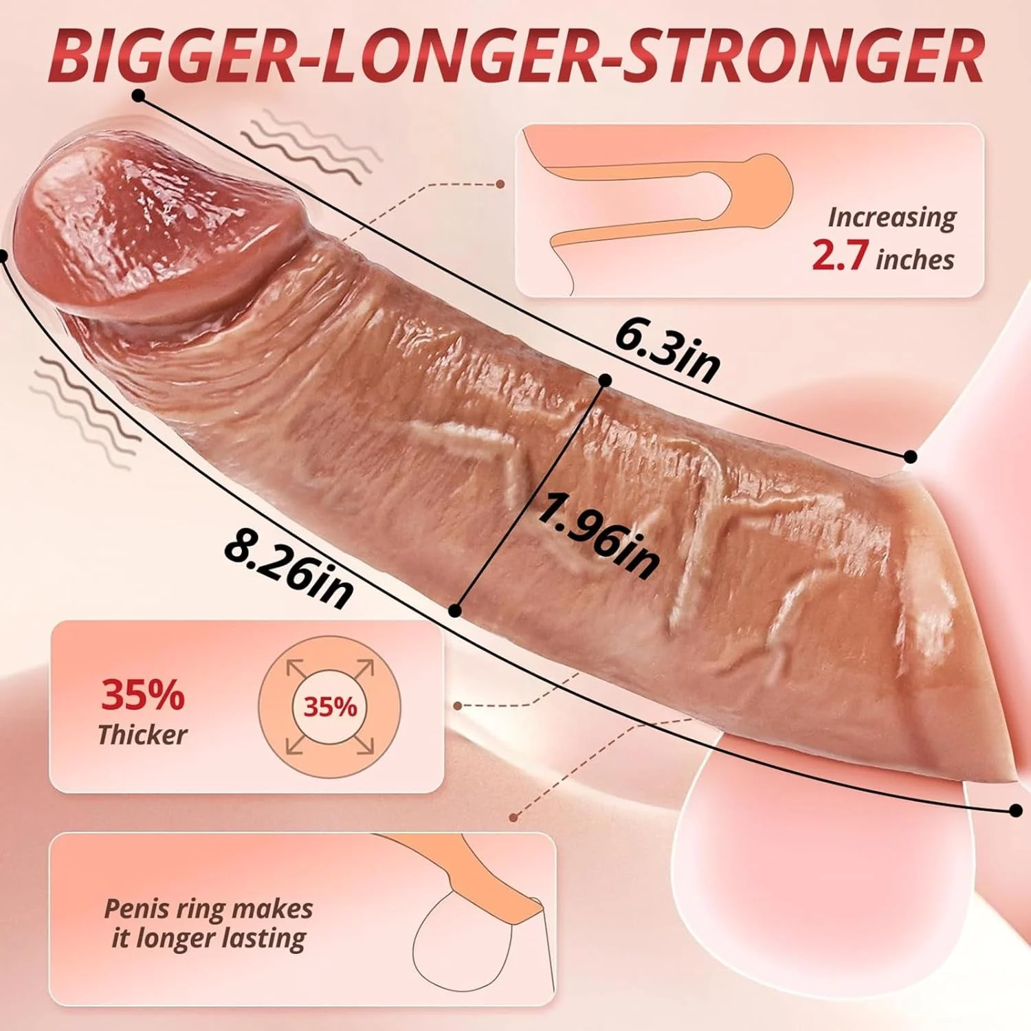 RealFit Realistic Vibrating Penis Sleeve - Image 2