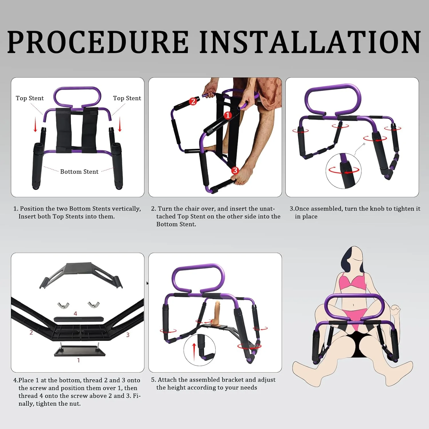 RhythmRide Adjustable Sex Chair with Bouncer Base & Handrail - Image 7
