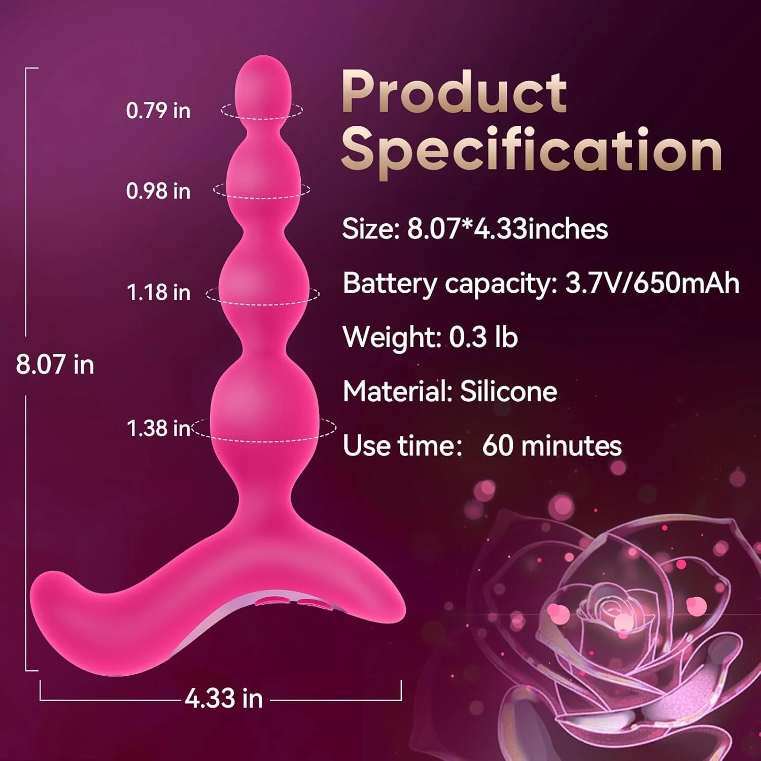 RoséBeads Vibrating Anal Beads Plug - Image 7